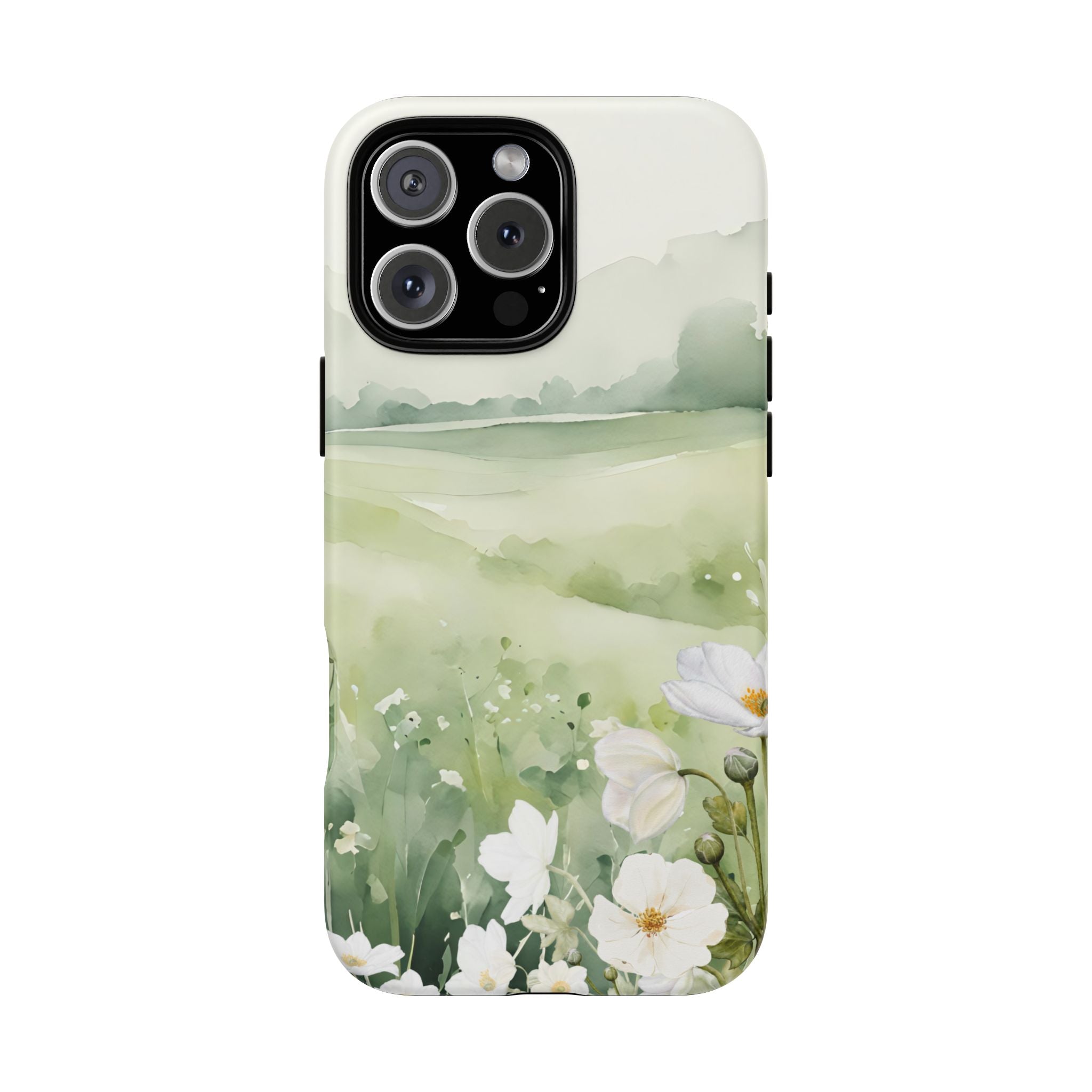 Phone Case - Soft Serene Landscape with White Flowers