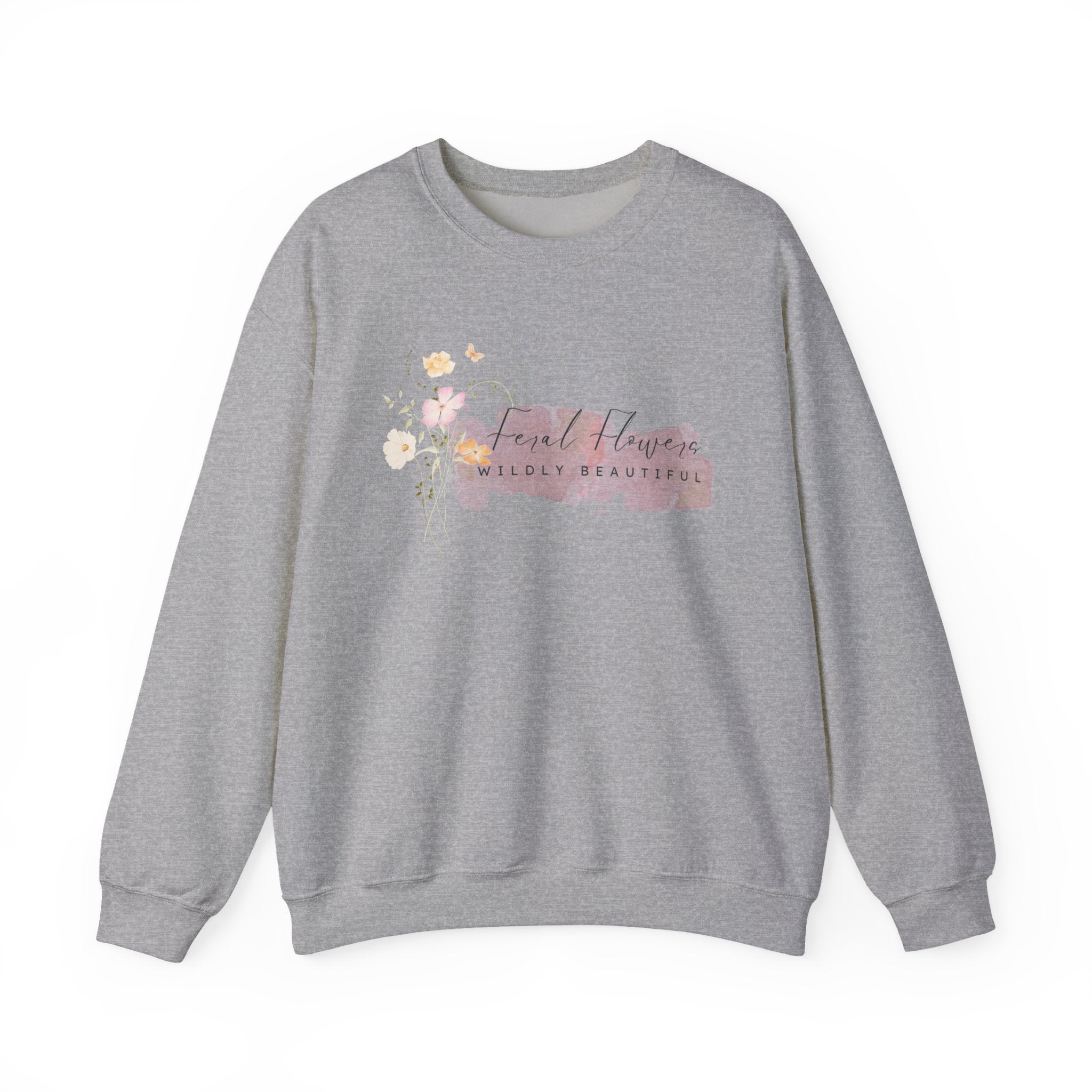 Crewneck Sweatshirt with Feral Flowers Design