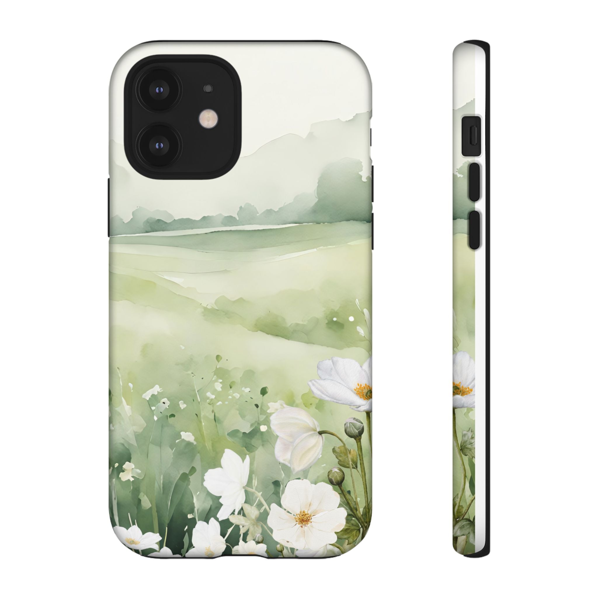 Phone Case - Soft Serene Landscape with White Flowers
