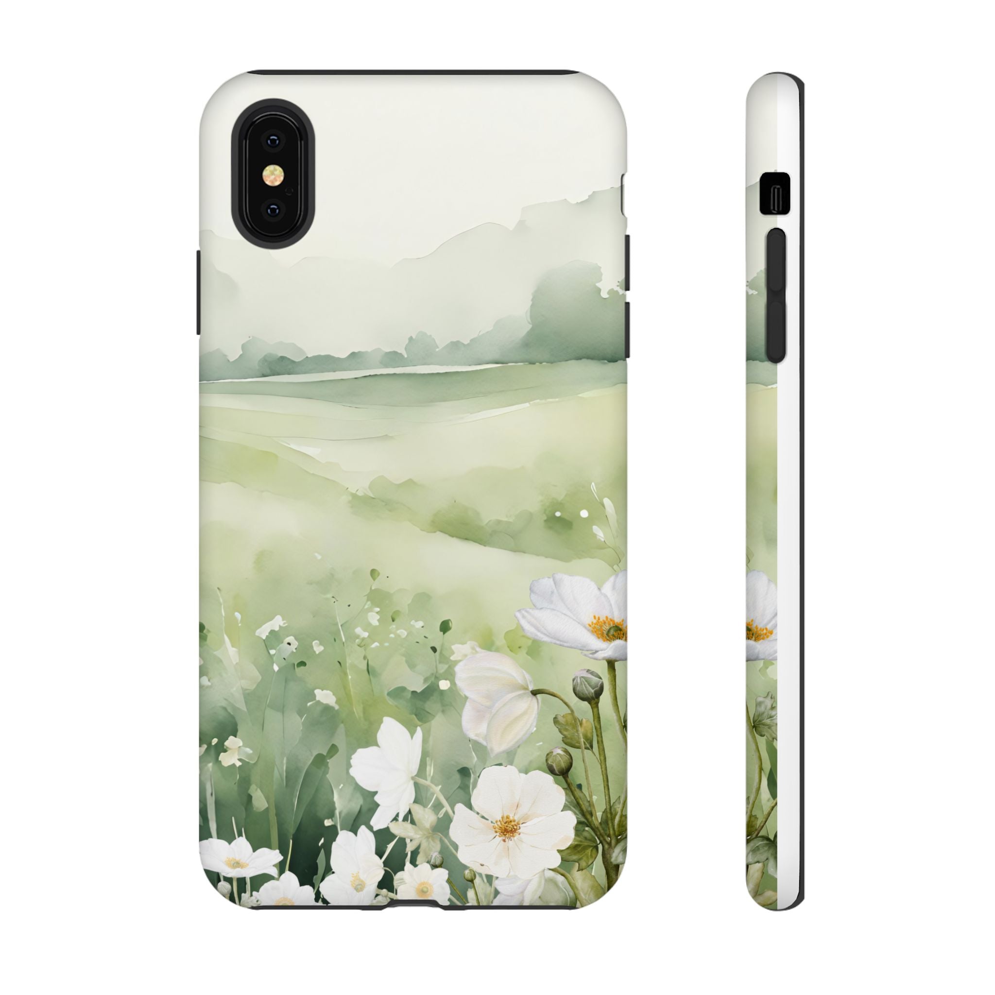 Phone Case - Soft Serene Landscape with White Flowers