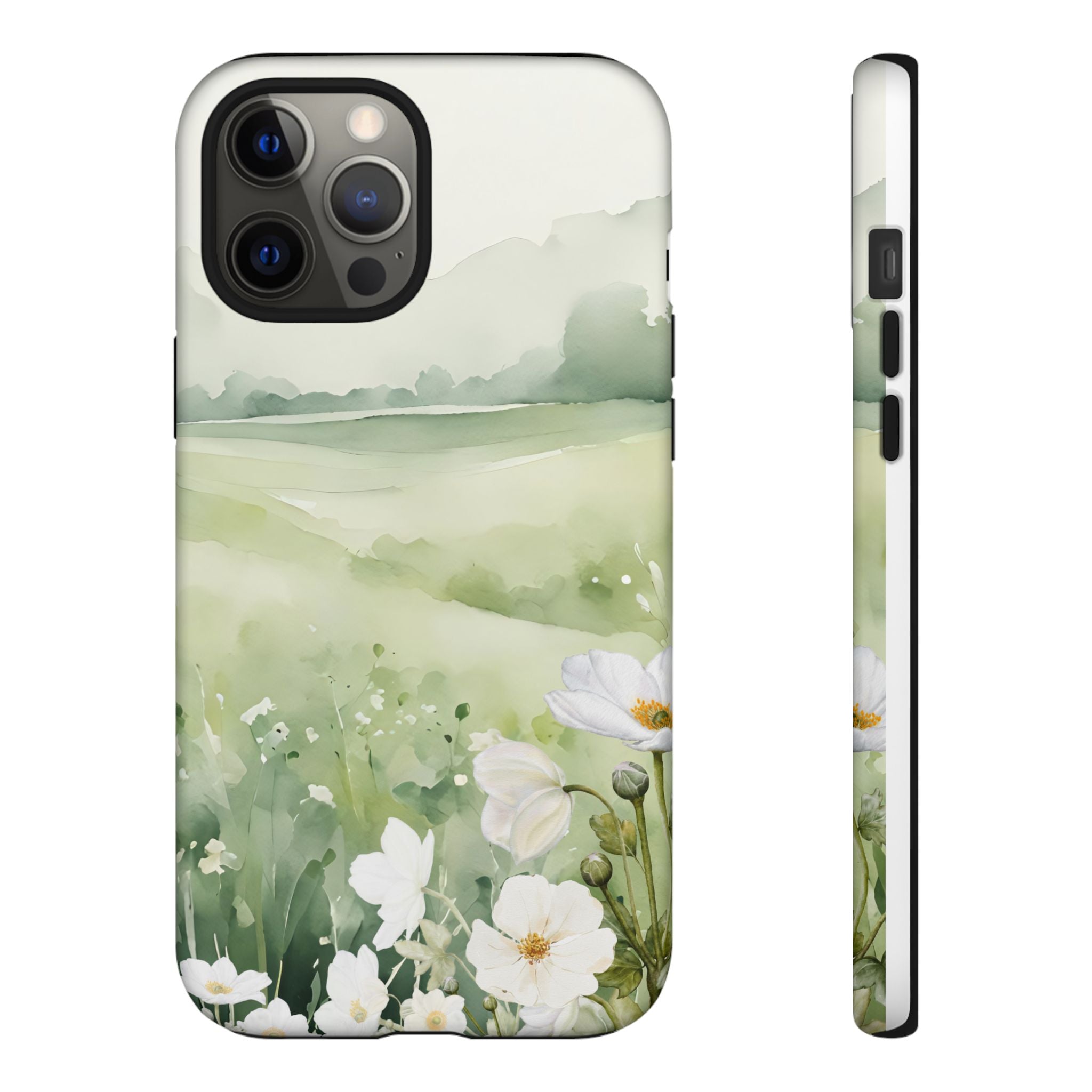 Phone Case - Soft Serene Landscape with White Flowers