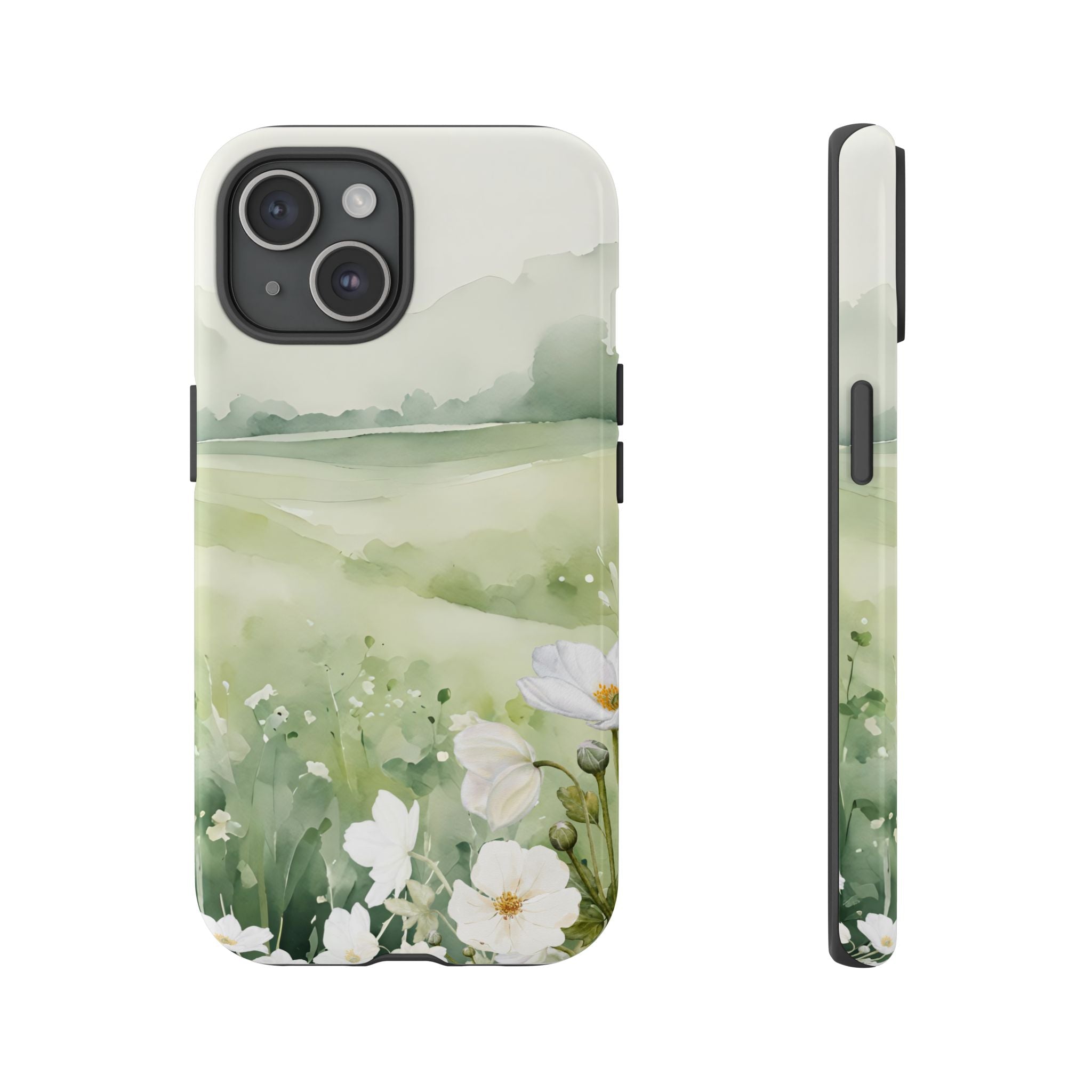 Phone Case - Soft Serene Landscape with White Flowers