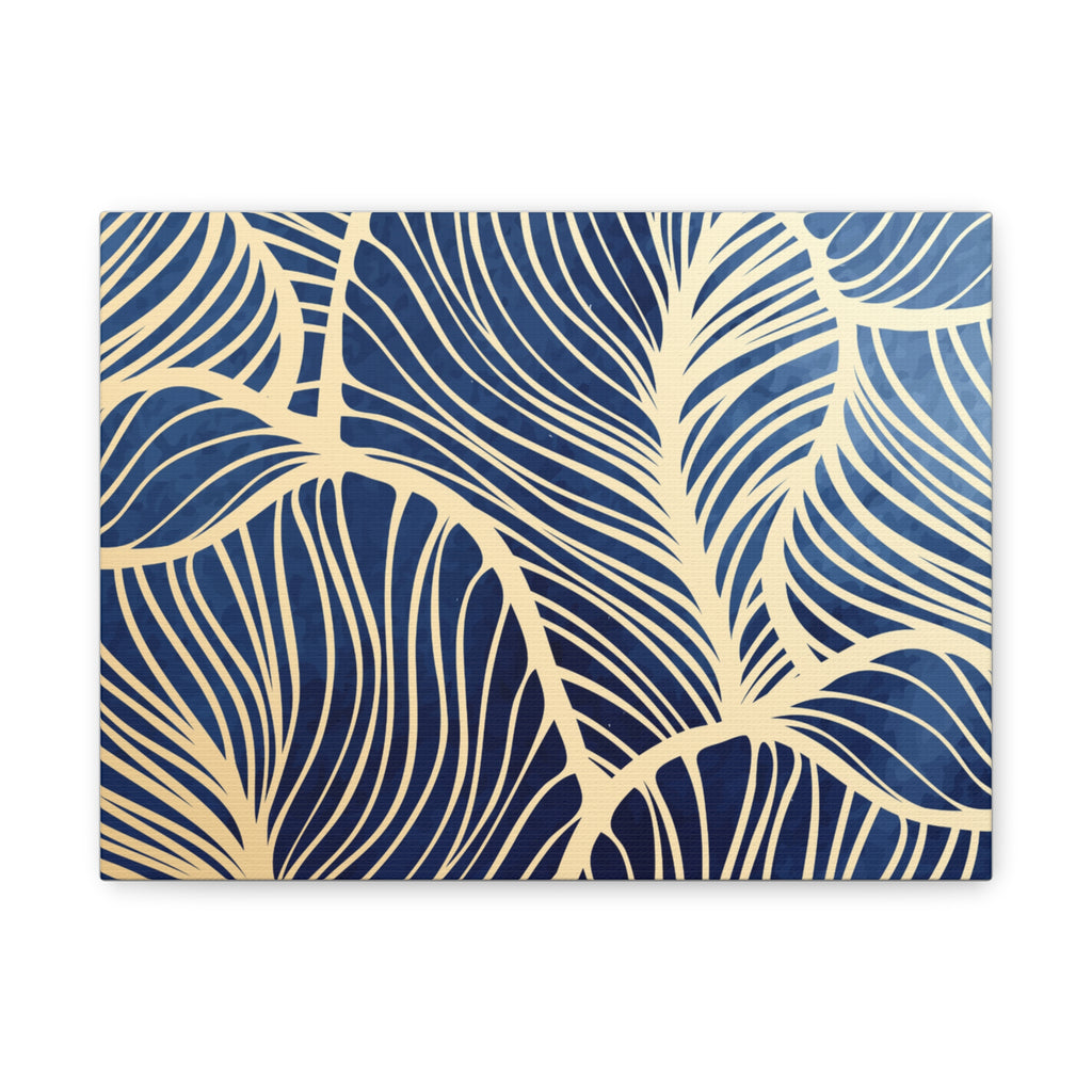 Navy Leaf Pattern Canvas Wall Art 12 x9, 11 x14, 12x16