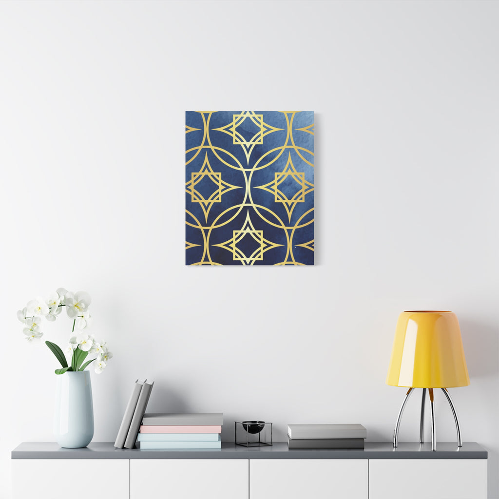 Elegant Blue and Gold Geometric Canvas Wall Art 12 x9, 11 x14