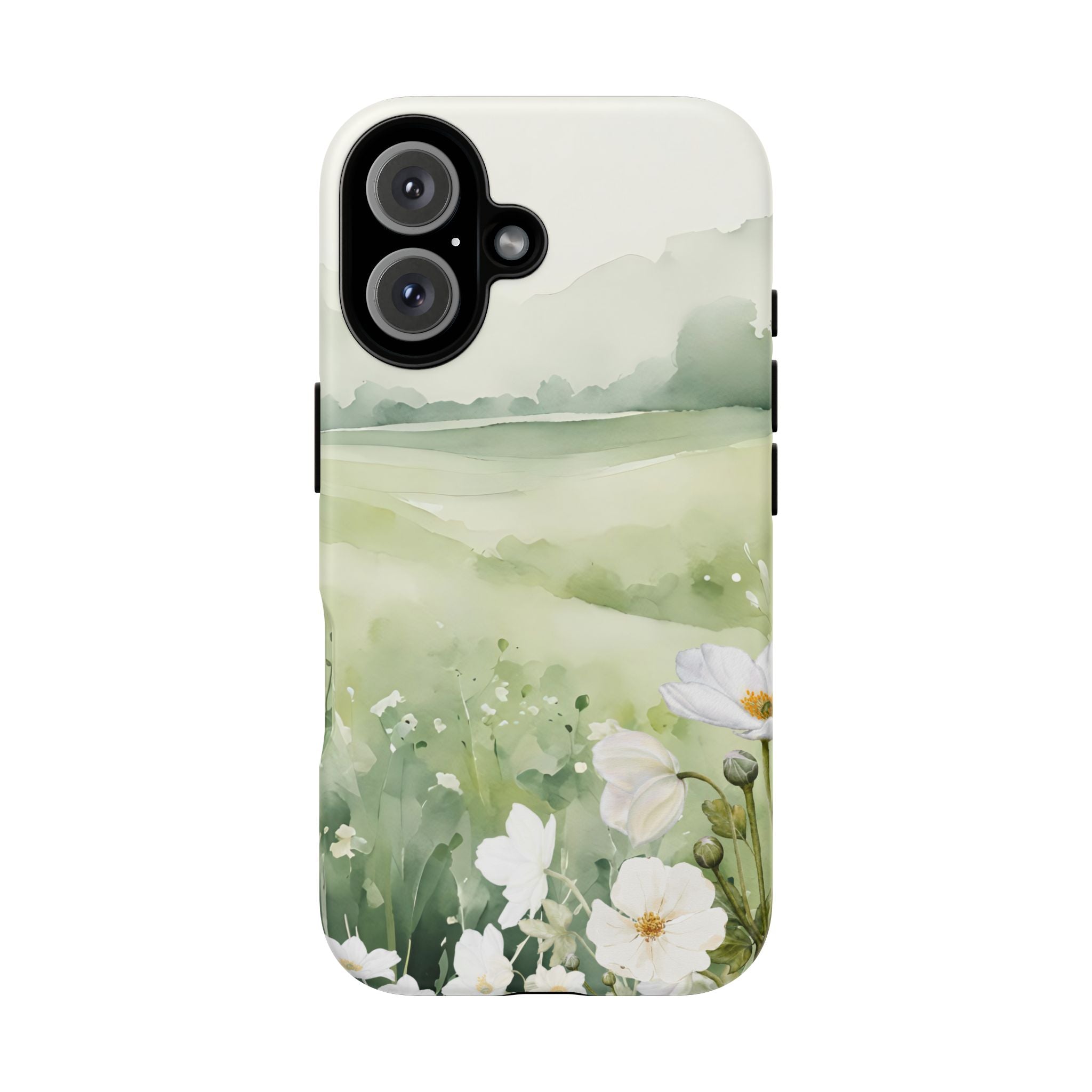 Phone Case - Soft Serene Landscape with White Flowers