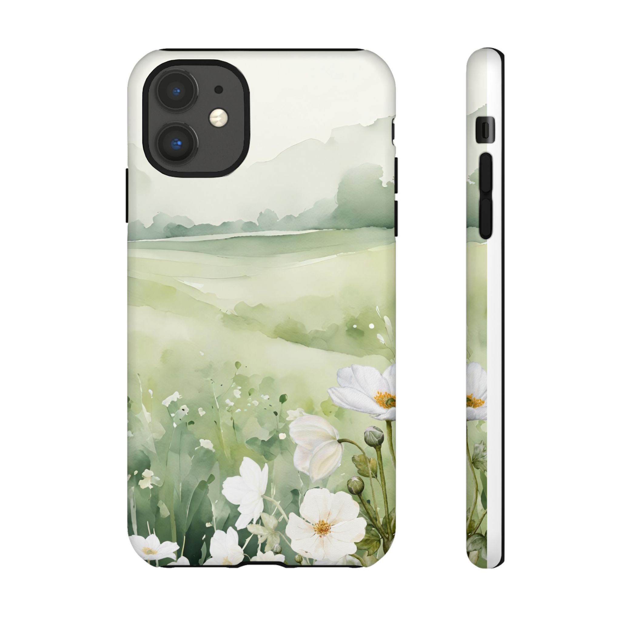 Phone Case - Soft Serene Landscape with White Flowers