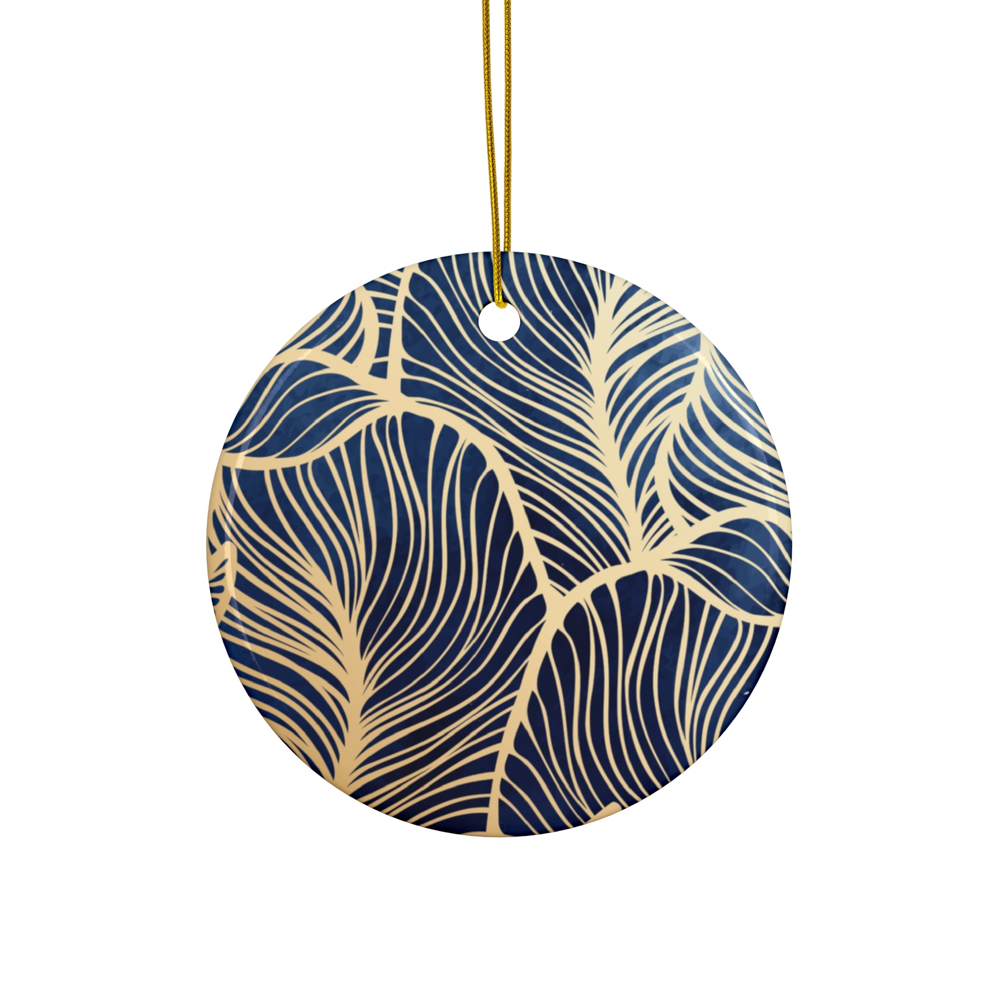 Ceramic Ornament, Elegant Navy Blue and Gold