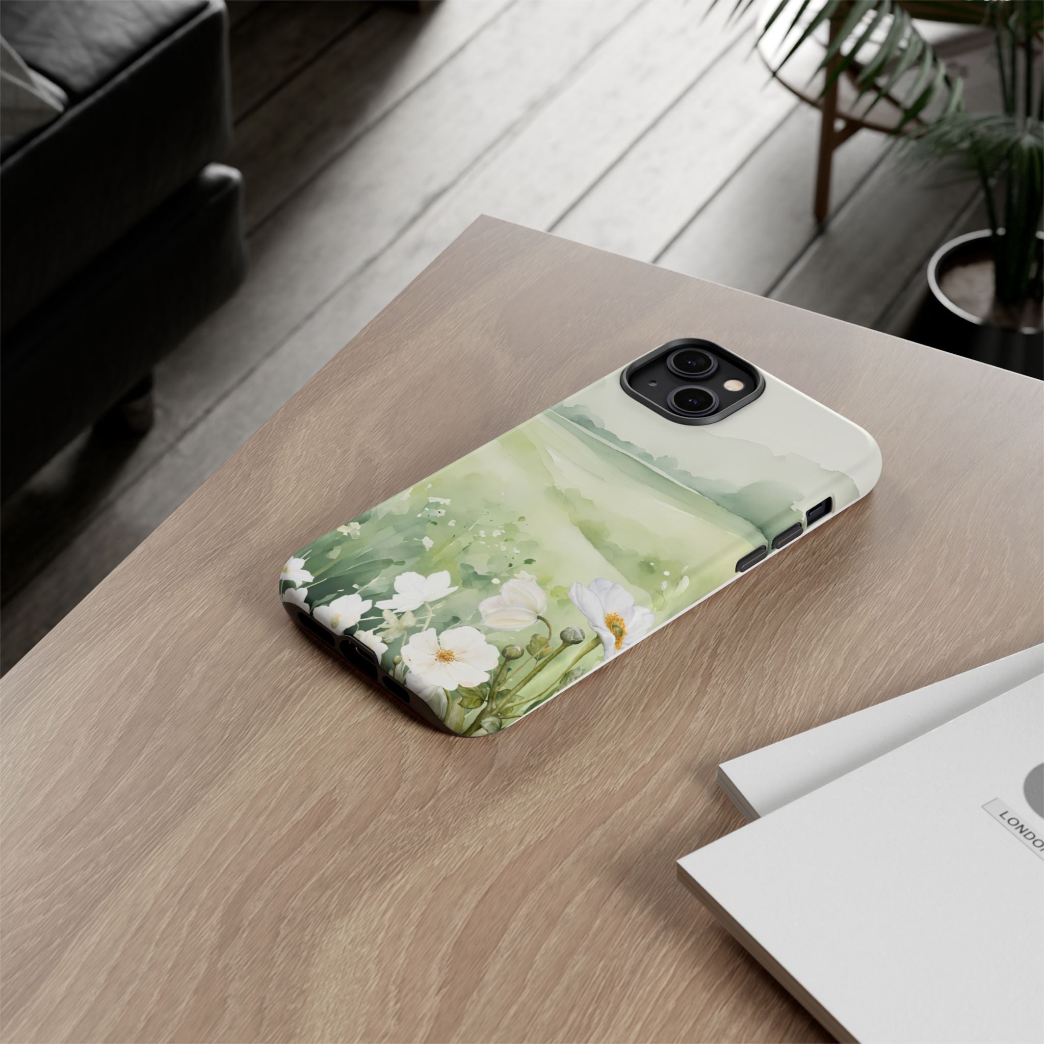 Phone Case - Soft Serene Landscape with White Flowers
