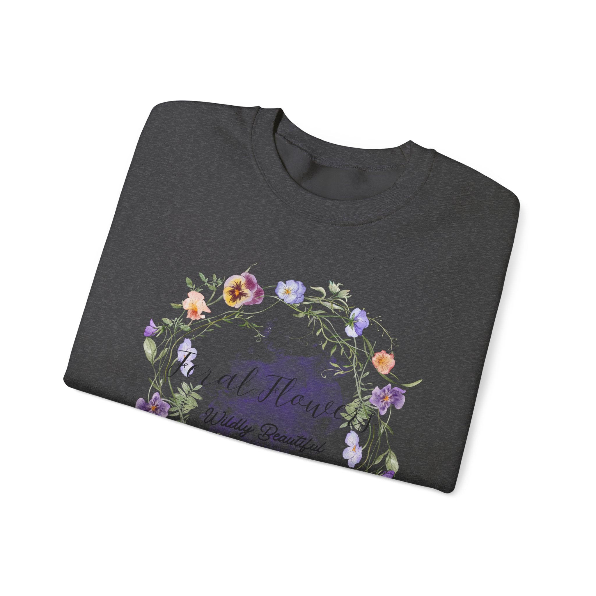 Floral Crewneck Sweatshirt with 'Wildly Beautiful' Slogan