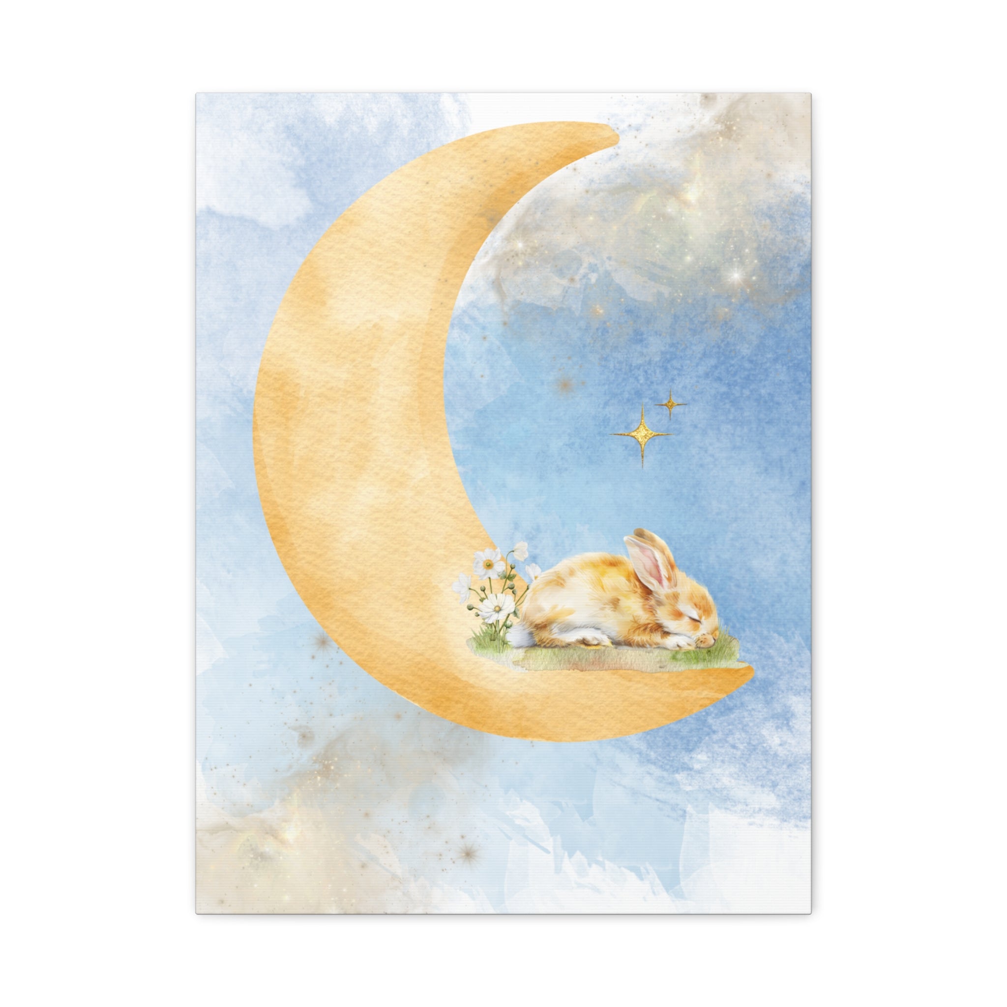 Whimsical Moon Rabbit Canvas Art