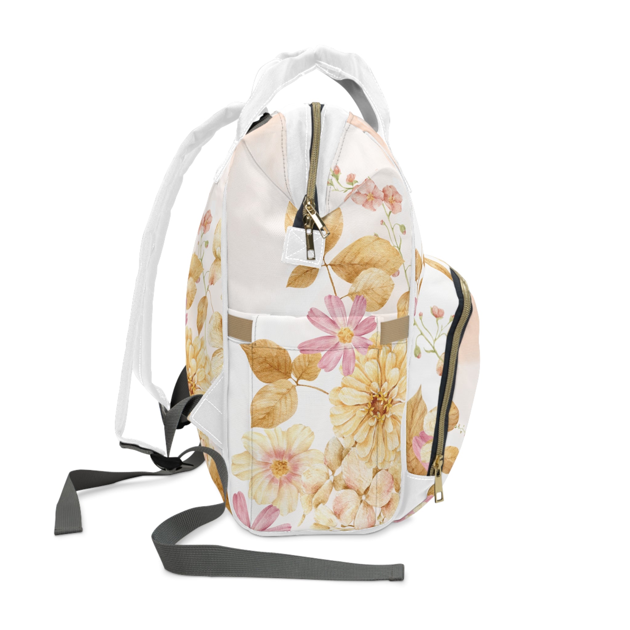 Diaper Backpack - Vintage Peach and Floral Design