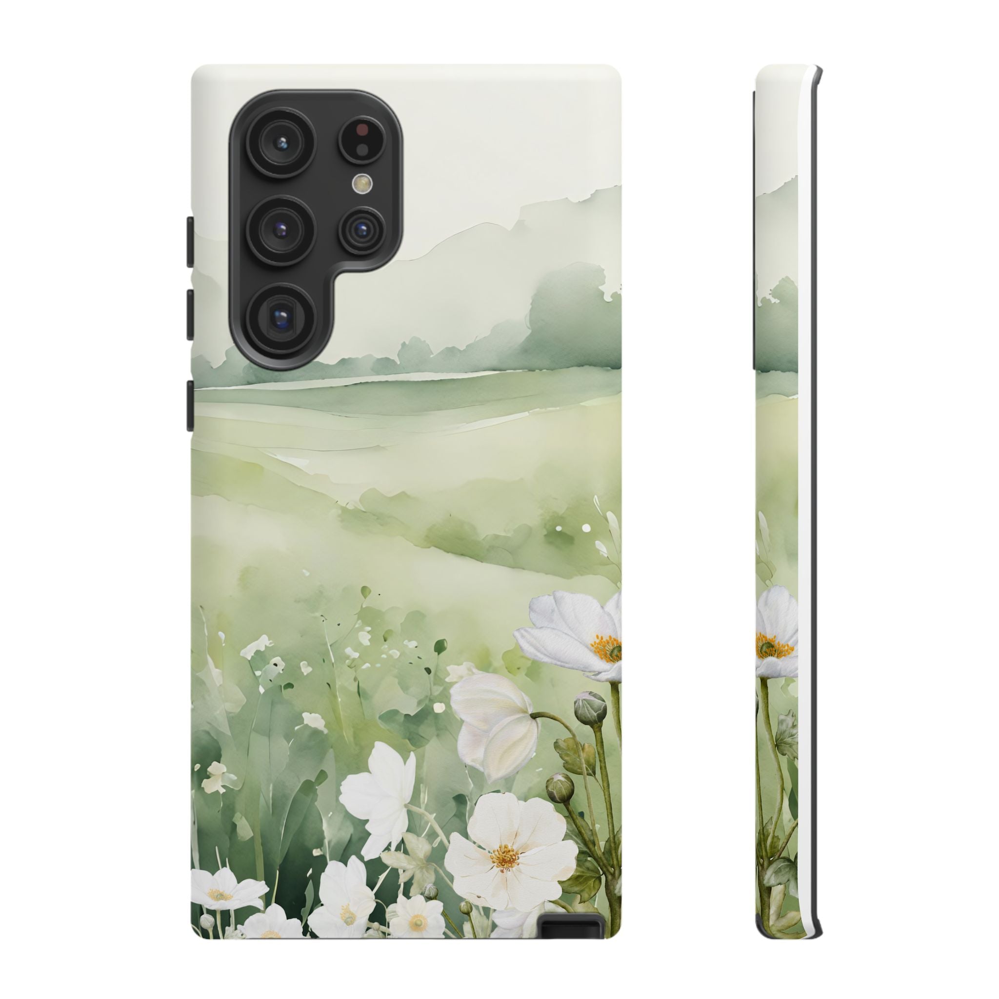 Phone Case - Soft Serene Landscape with White Flowers