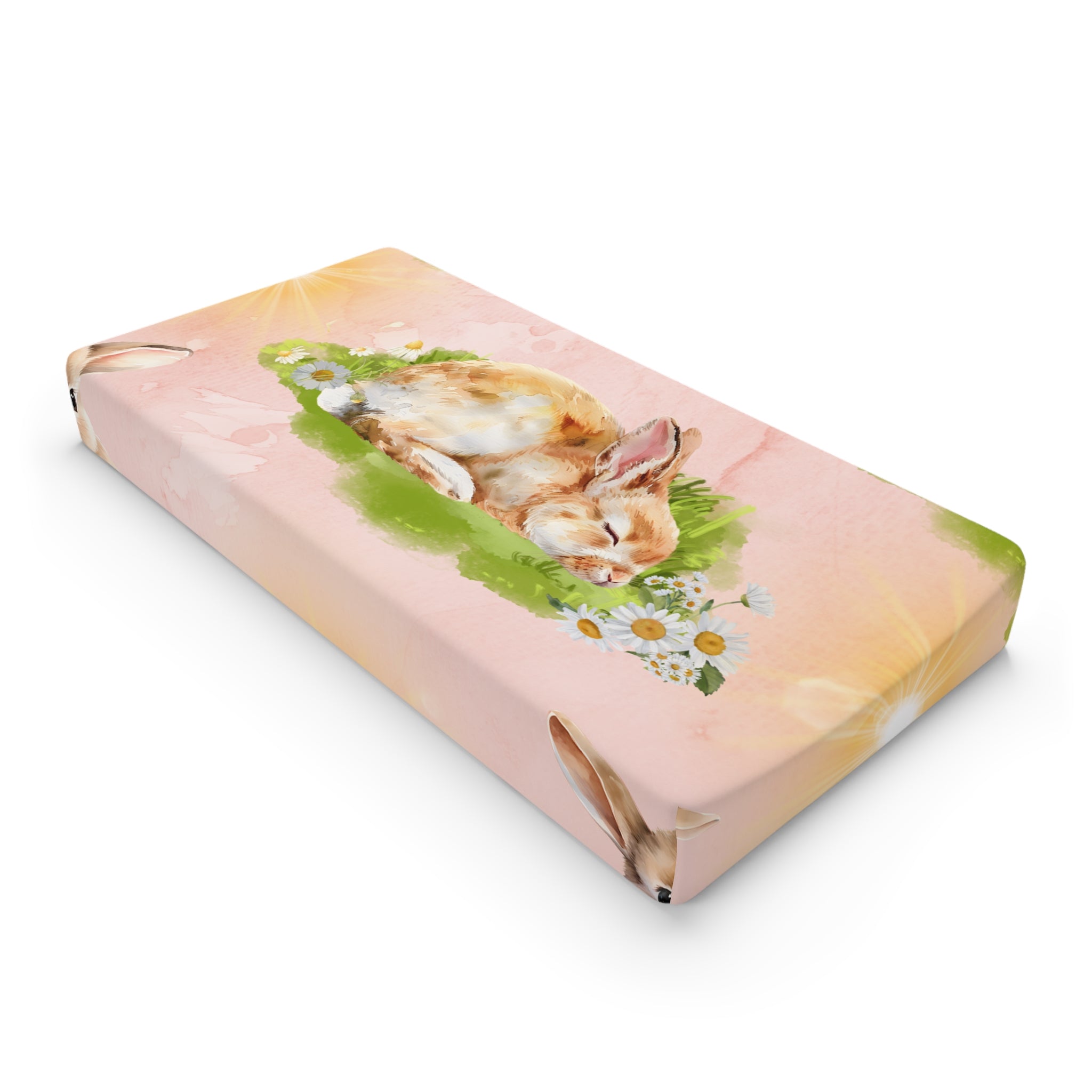 Changing Pad Cover - Sweet Baby Bunny Napping in the Afternoon Sun Design