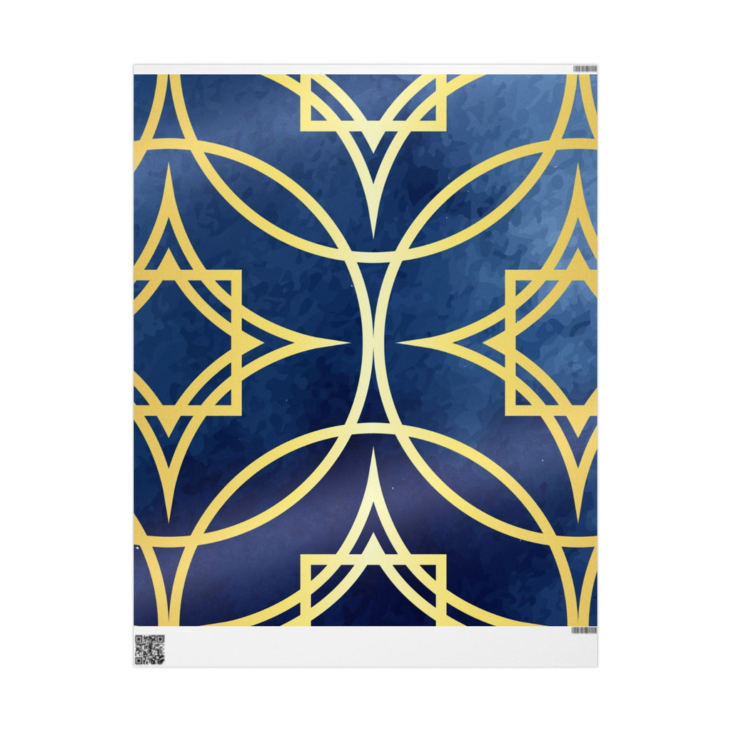 Wrapping Papers - Elegant Navy Blue and Gold Geometric Design