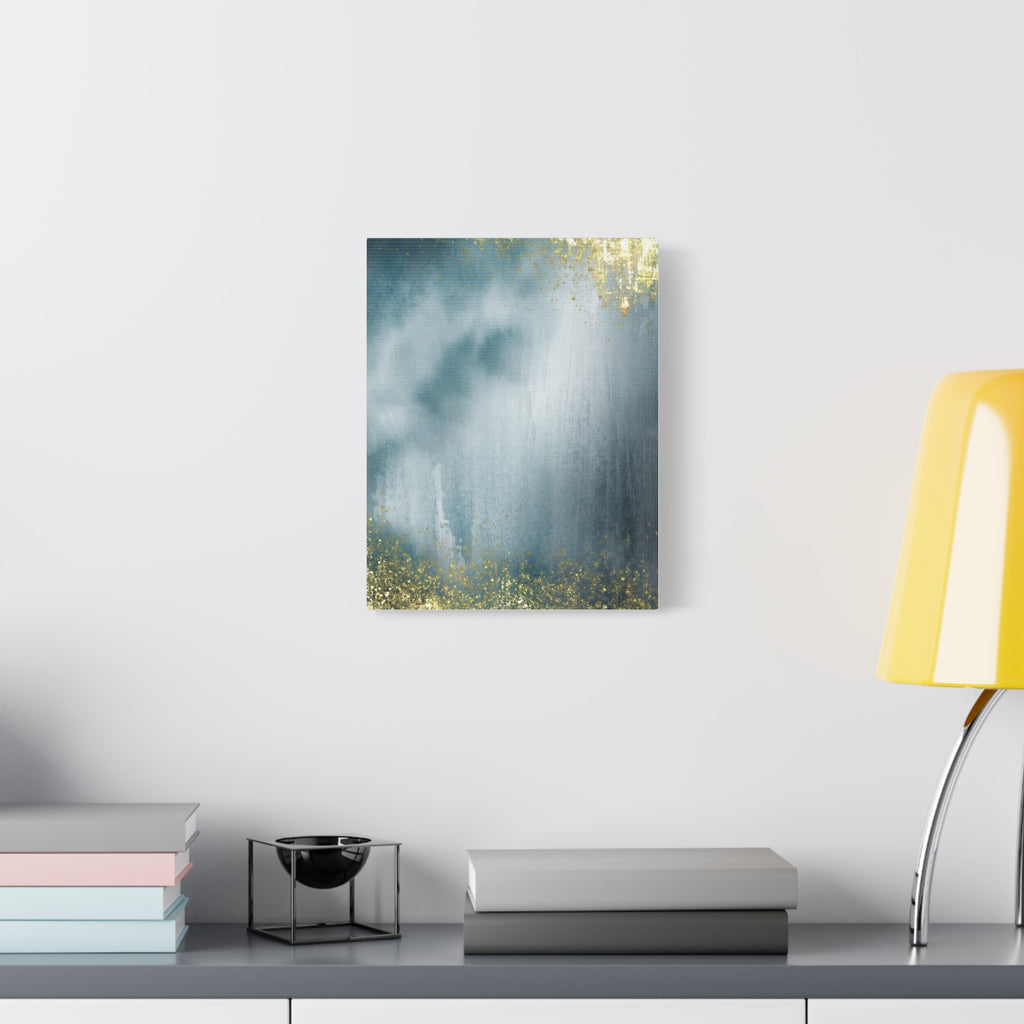 Abstract Teal & Gold Matte Canvas Print — Stretched Wall Art