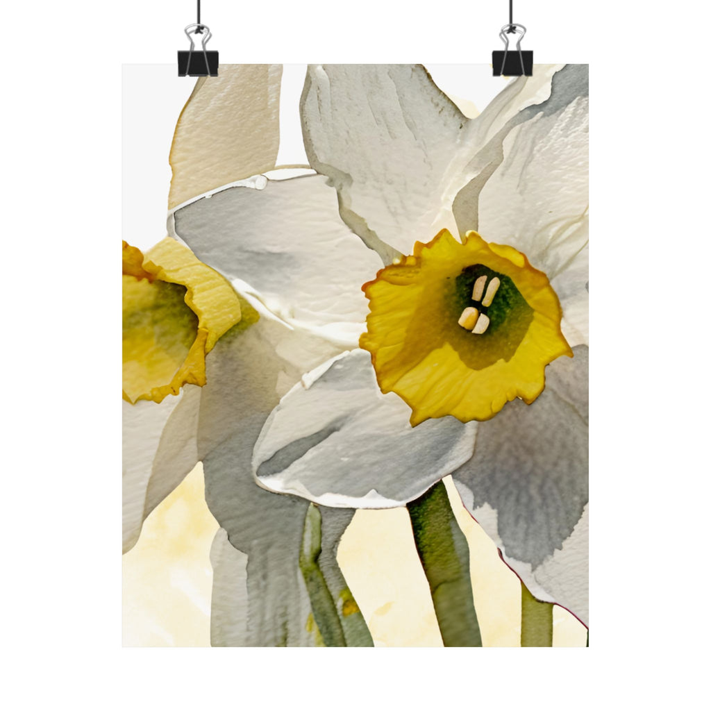 Vertical Poster - Watercolor Daffodils multiple sizes