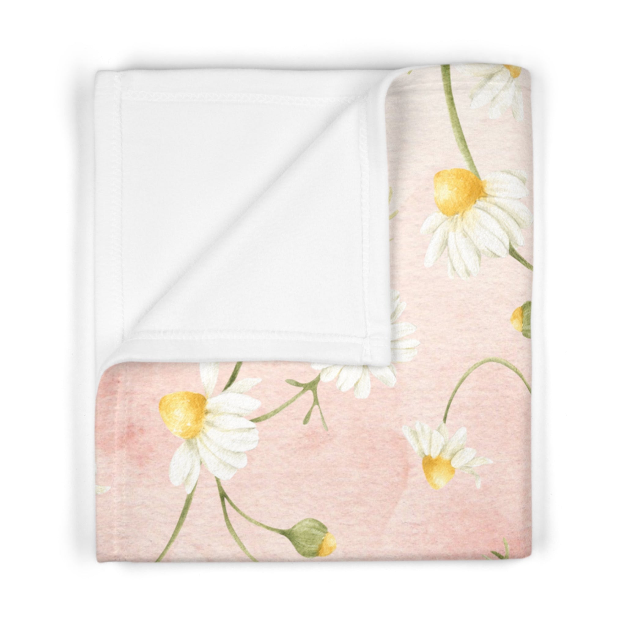 Daisy Floral Pattern Baby Blanket | Pink Fleece Throw
