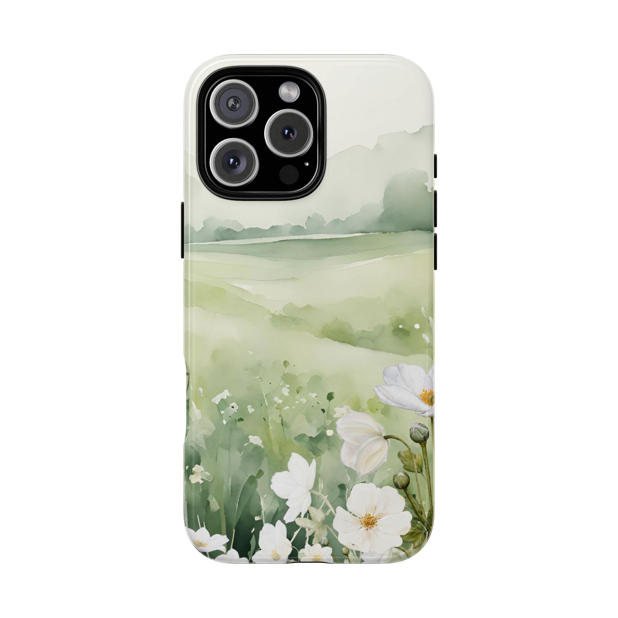 Phone Case - Soft Serene Landscape with White Flowers