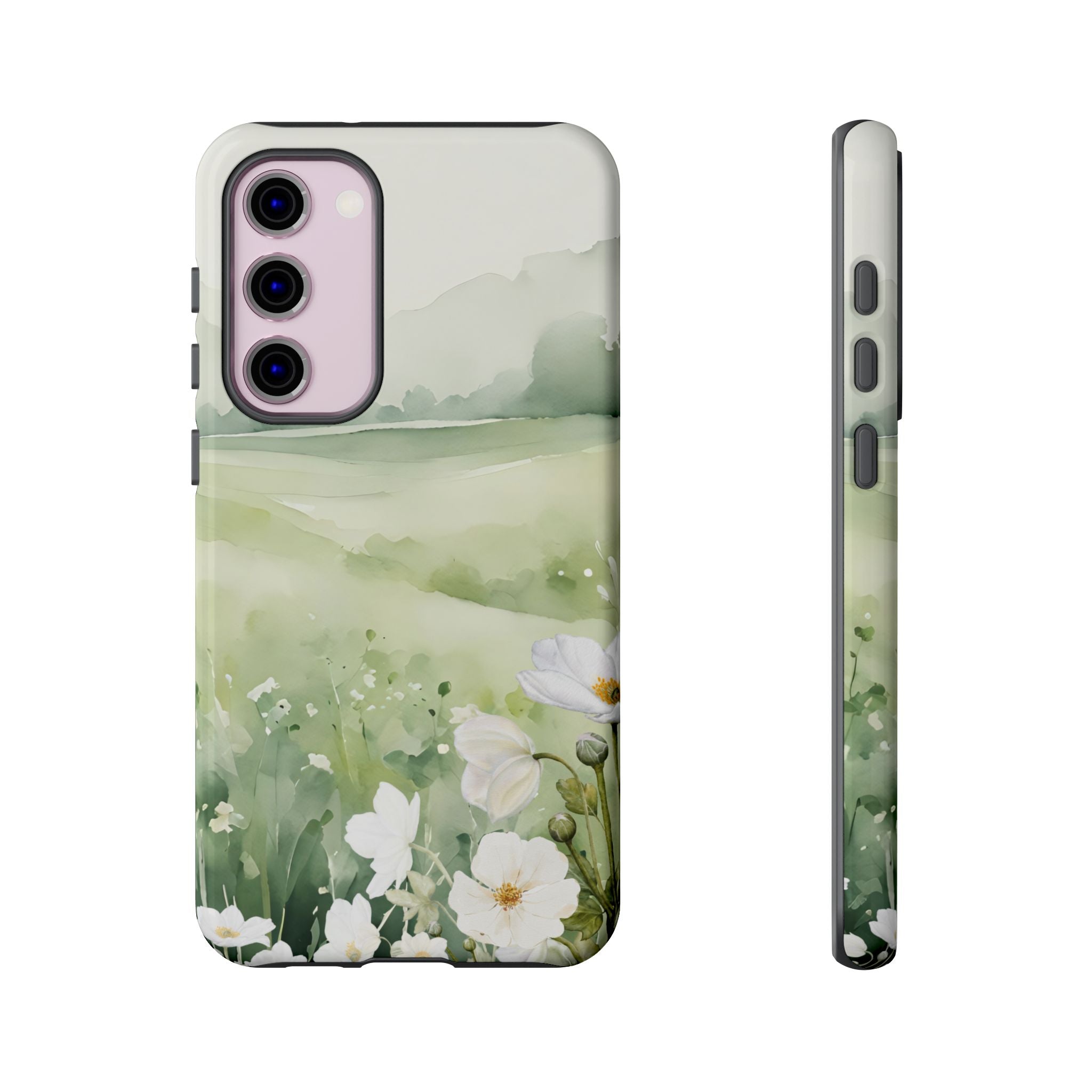 Phone Case - Soft Serene Landscape with White Flowers