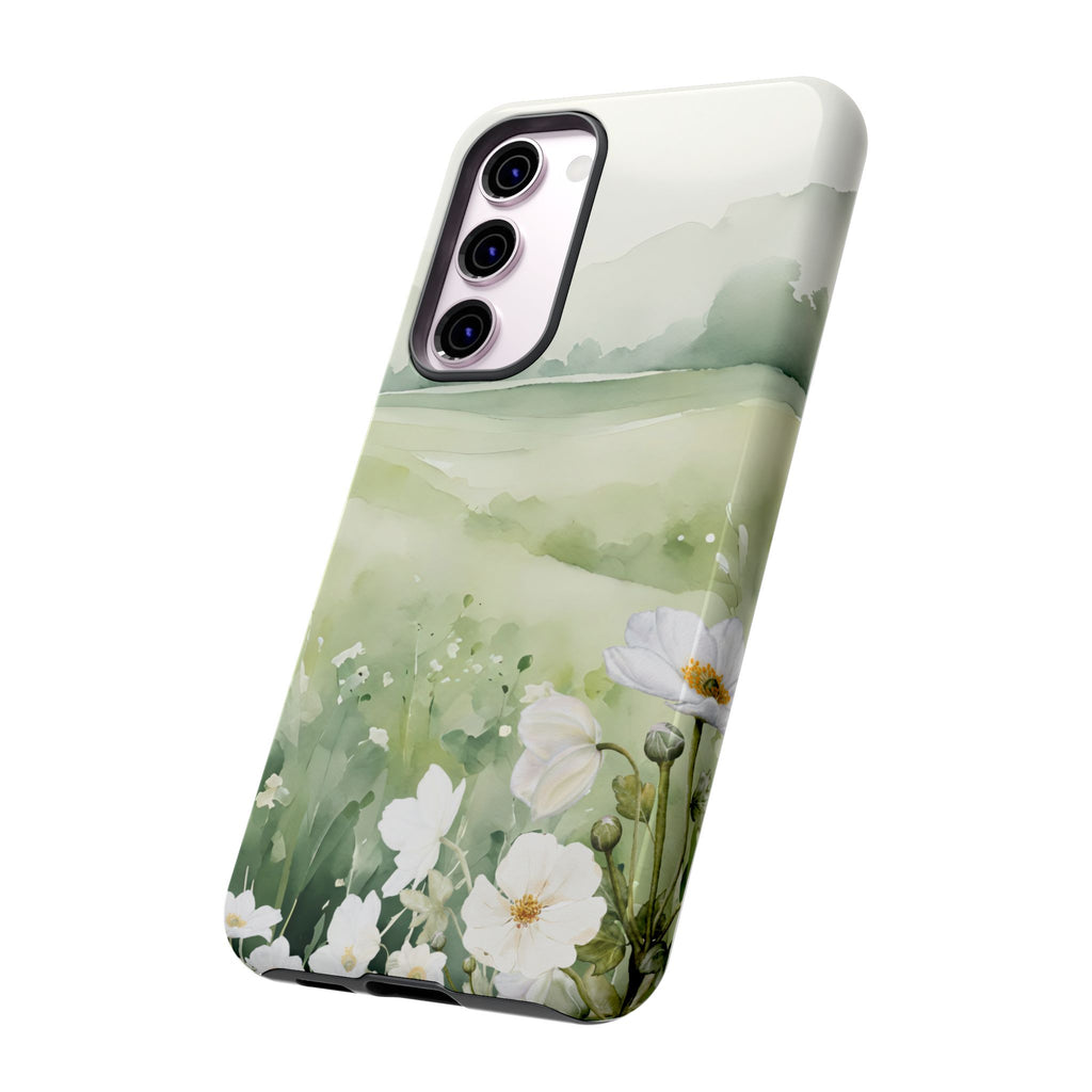Phone Case - Soft Serene Landscape with White Flowers