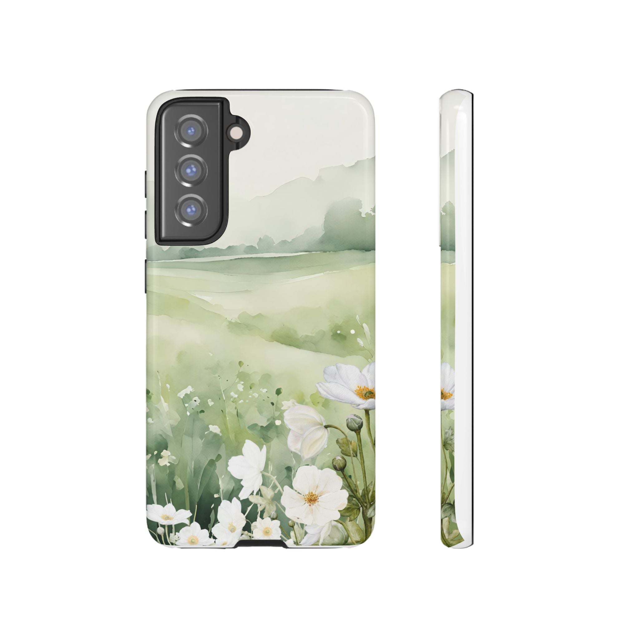 Phone Case - Soft Serene Landscape with White Flowers