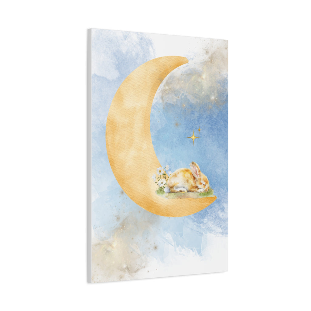 Whimsical Moon Rabbit Canvas Art