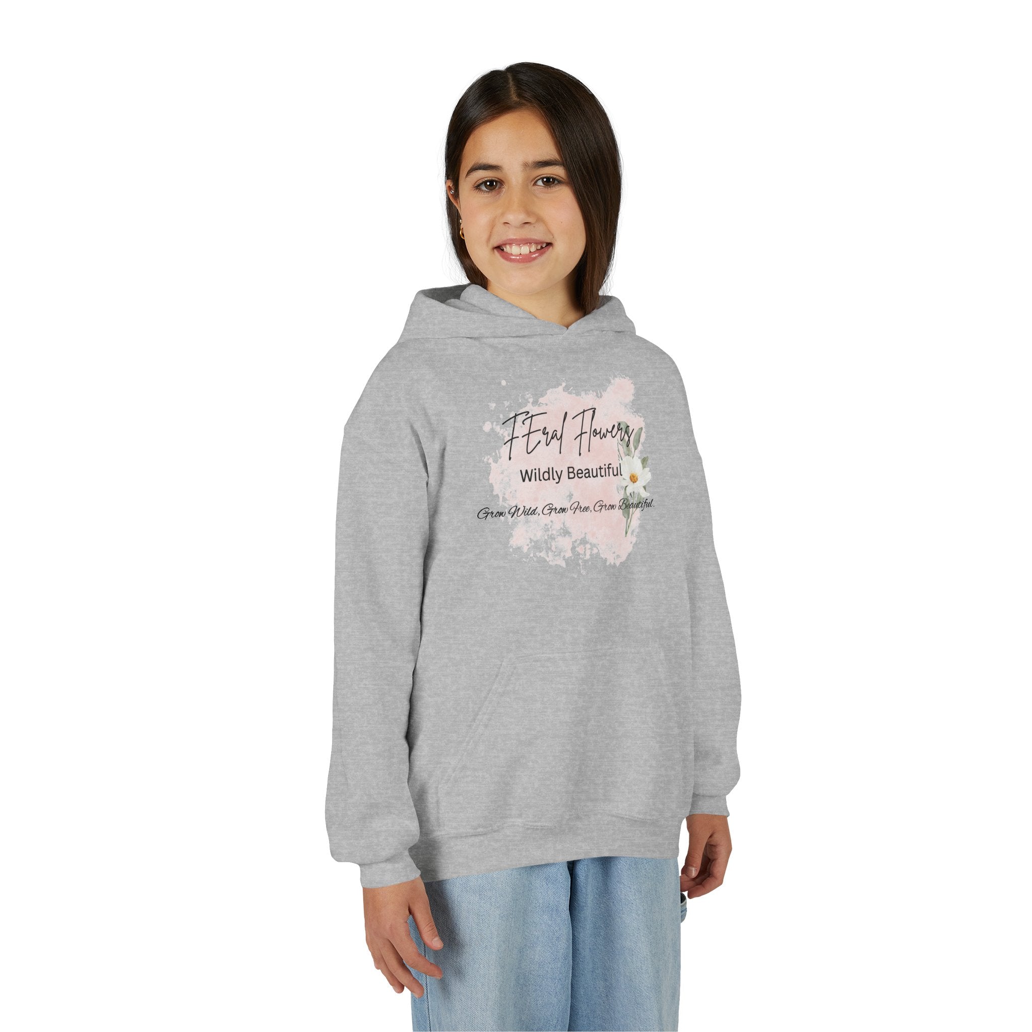 Youth Hoodie — "Feral Flowers" Wildly Beautiful Floral Graphic Sweatshirt