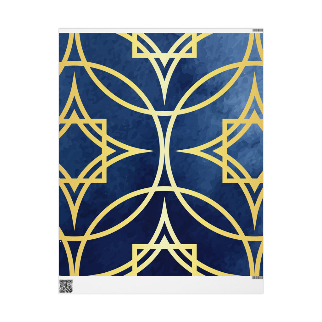 Wrapping Papers - Elegant Navy Blue and Gold Geometric Design