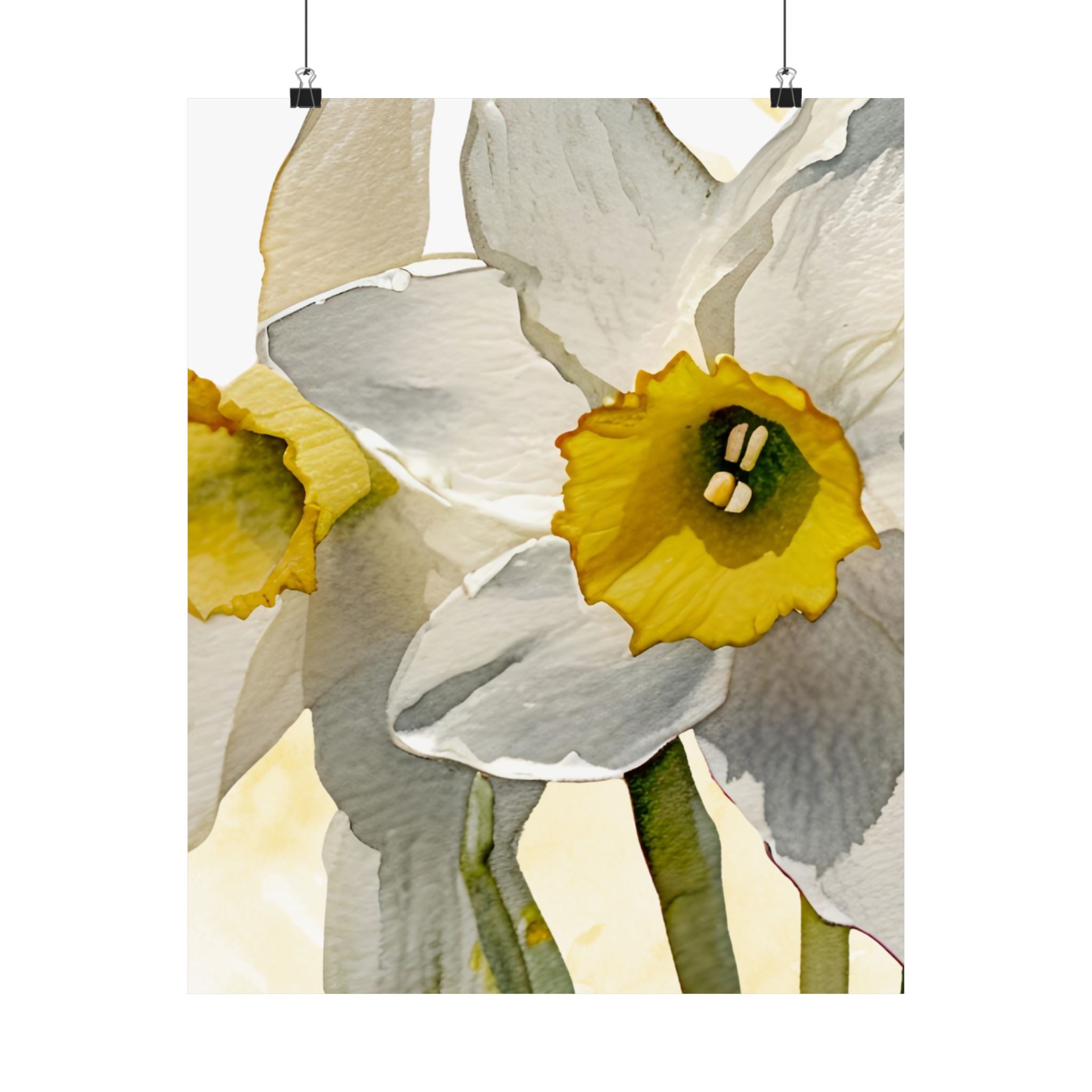 Vertical Poster - Watercolor Daffodils multiple sizes
