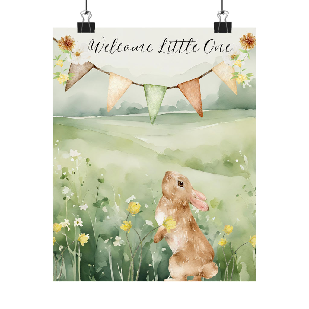 Vertical Poster - Sweet Bunny Watercolor Nursery Decor 8 x10, 11 x14, 12 x 16