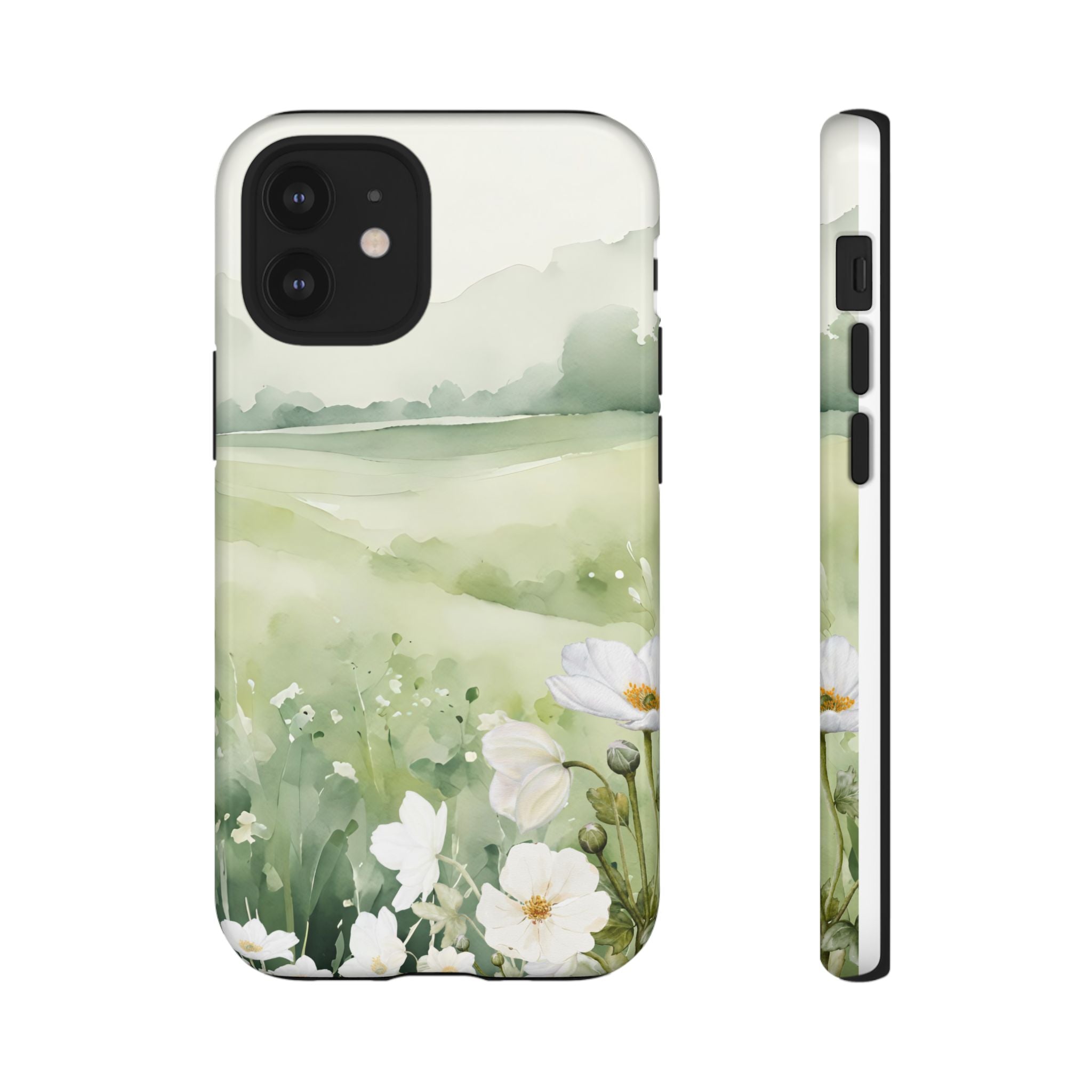 Phone Case - Soft Serene Landscape with White Flowers