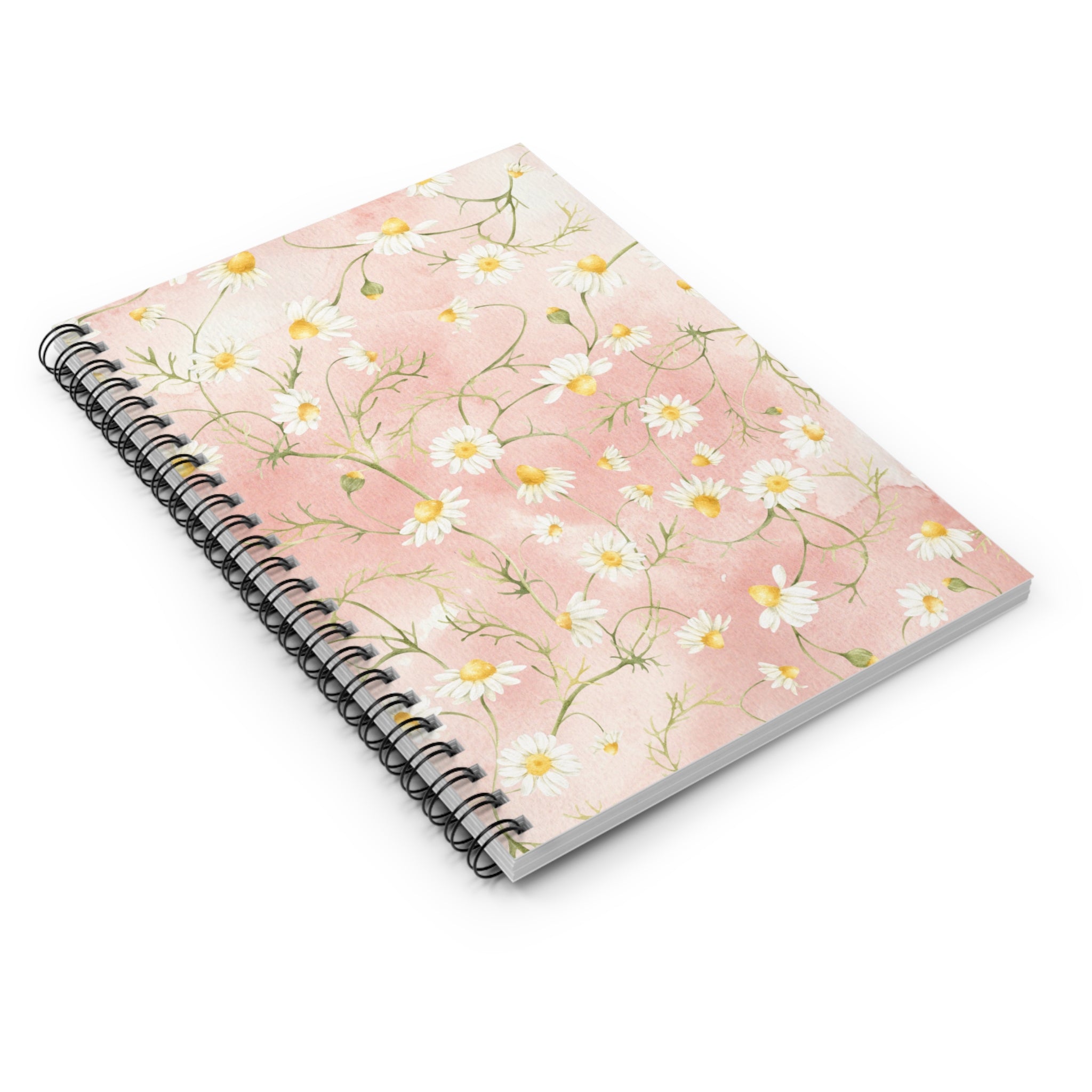 Daisy Floral Pink Watercolor Spiral Notebook