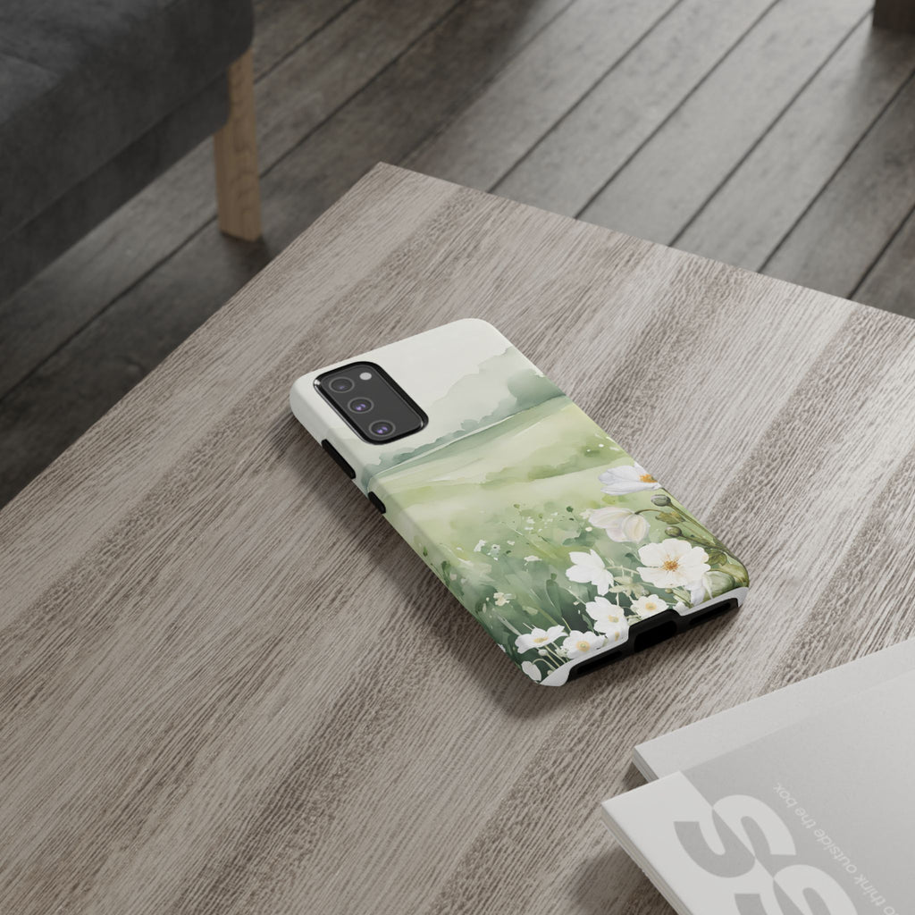Phone Case - Soft Serene Landscape with White Flowers