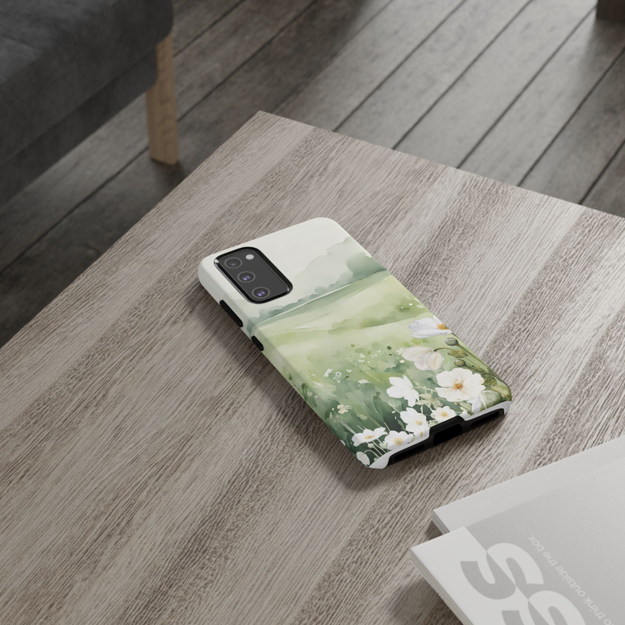Phone Case - Soft Serene Landscape with White Flowers