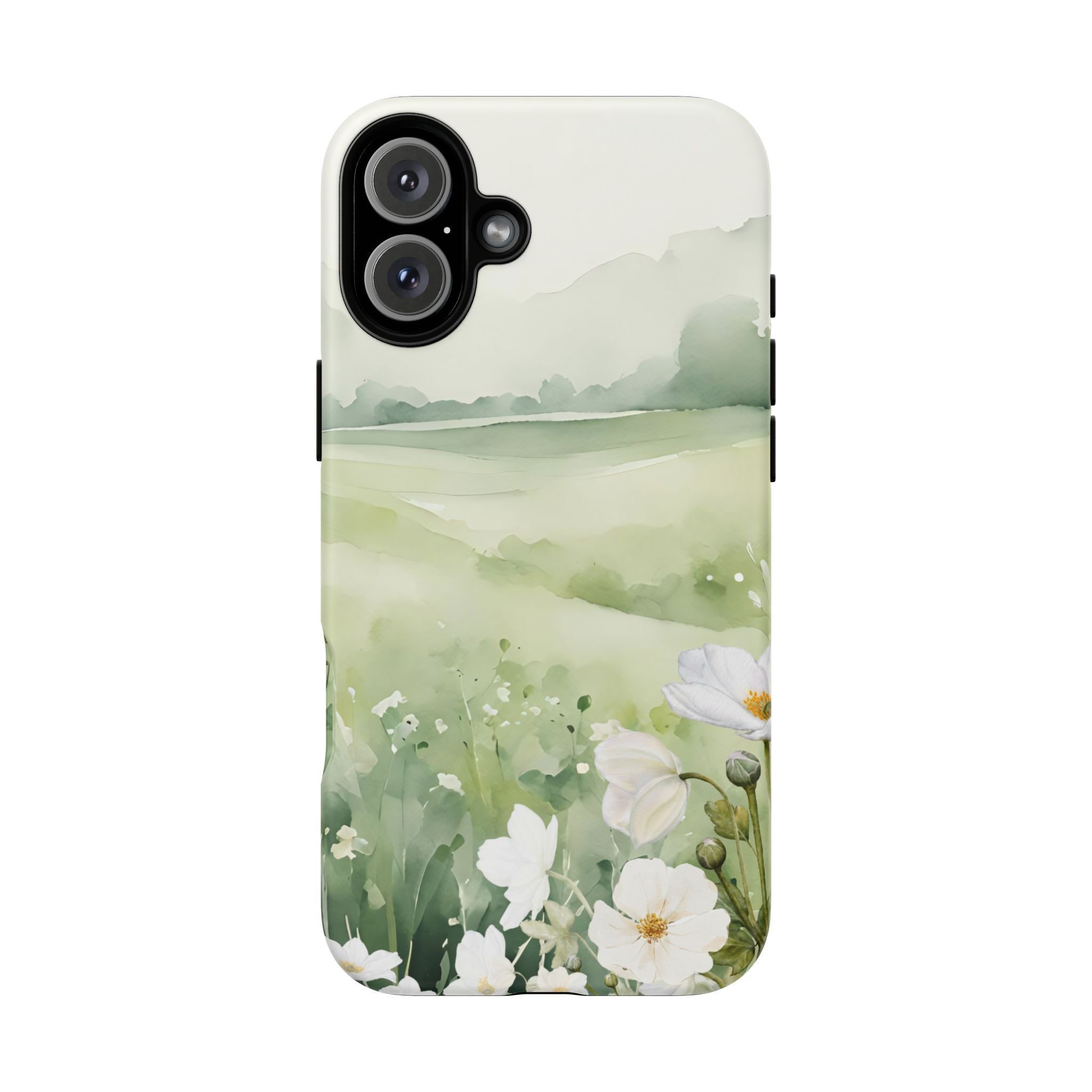 Phone Case - Soft Serene Landscape with White Flowers