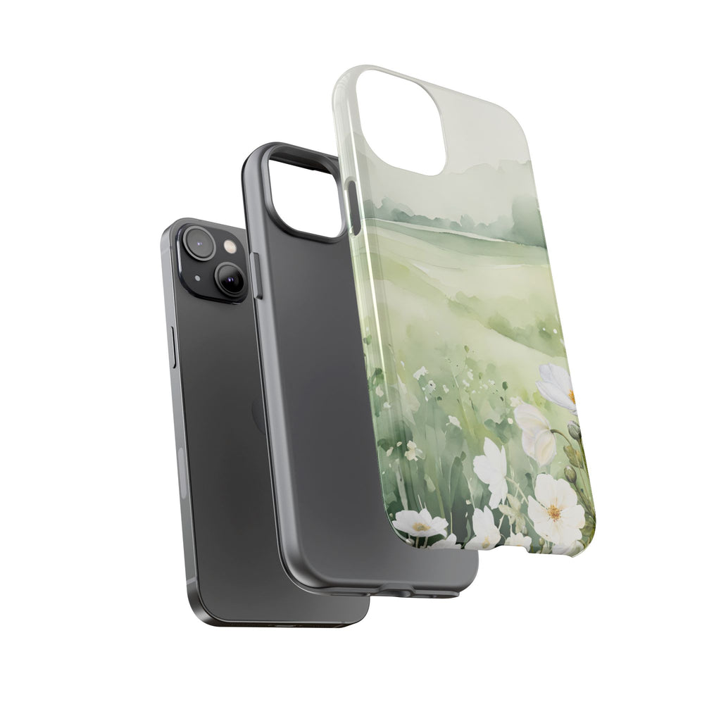 Phone Case - Soft Serene Landscape with White Flowers
