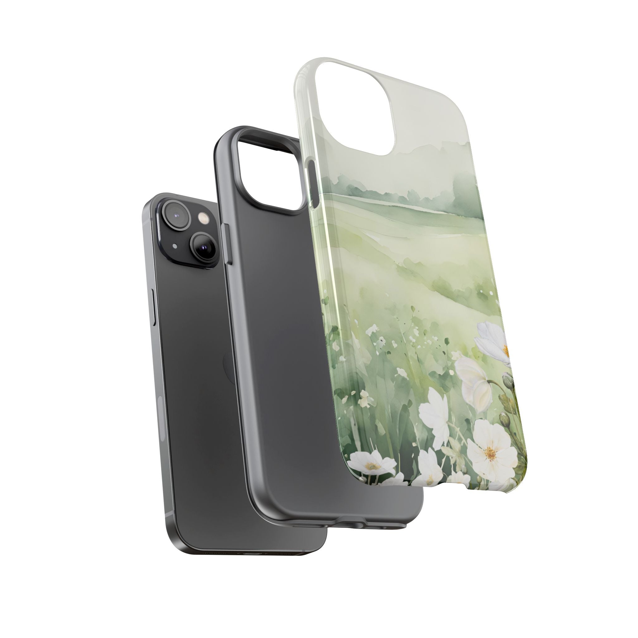 Phone Case - Soft Serene Landscape with White Flowers