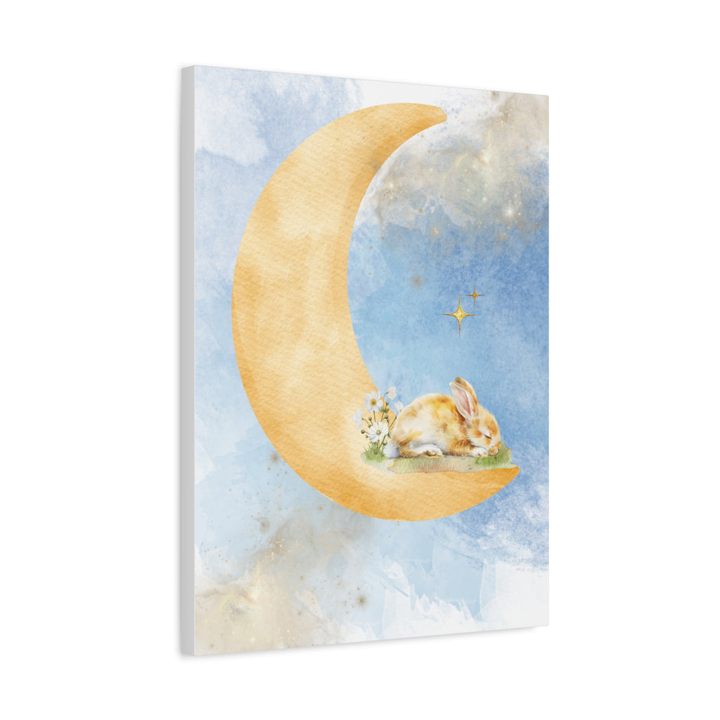 Whimsical Moon Rabbit Canvas Art