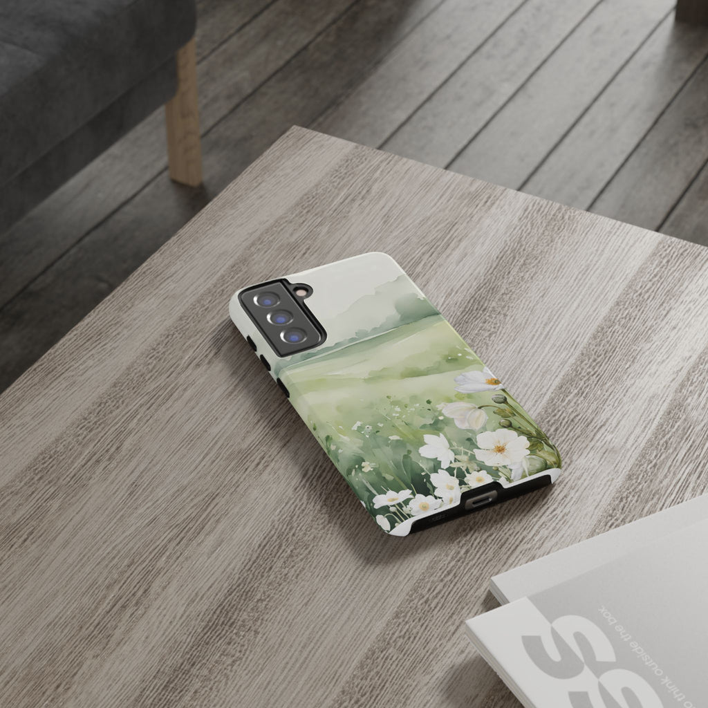 Phone Case - Soft Serene Landscape with White Flowers