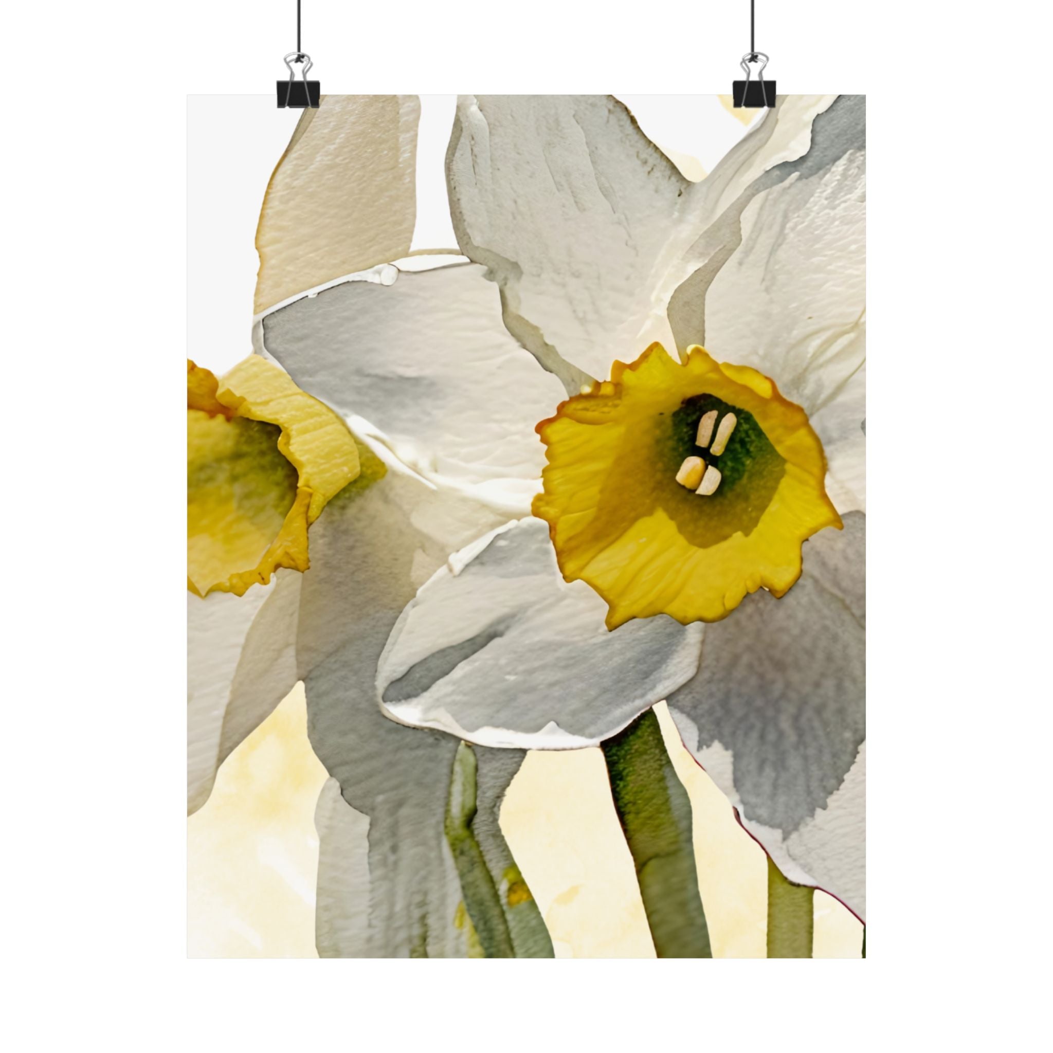 Vertical Poster - Watercolor Daffodils multiple sizes