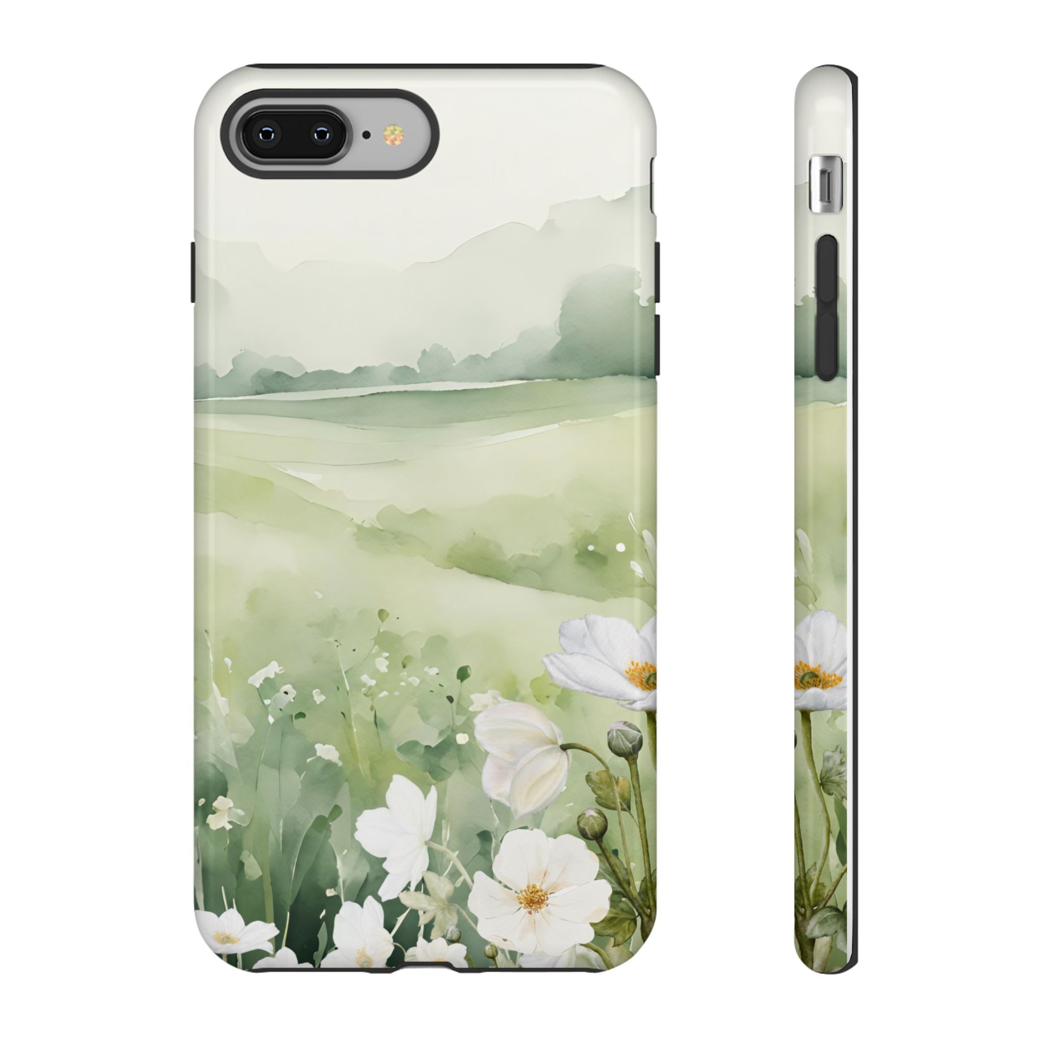Phone Case - Soft Serene Landscape with White Flowers