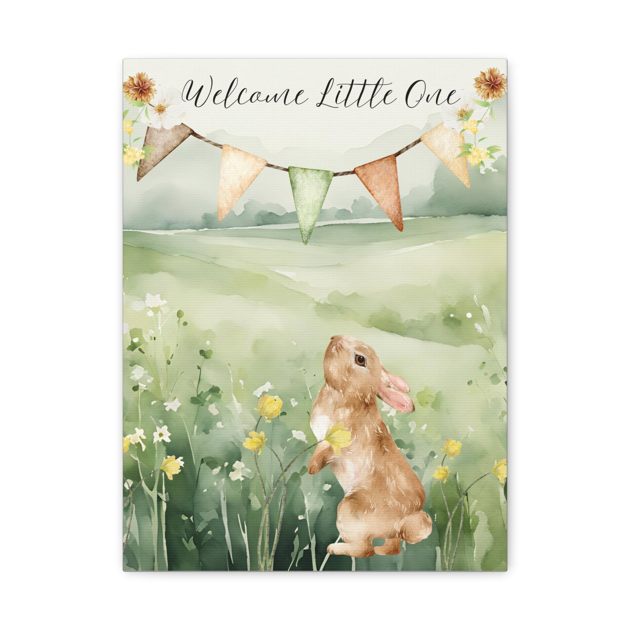 Canvas Print - Sweet Bunny Watercolor Nursery Decoration 11 x14, 12 x 16
