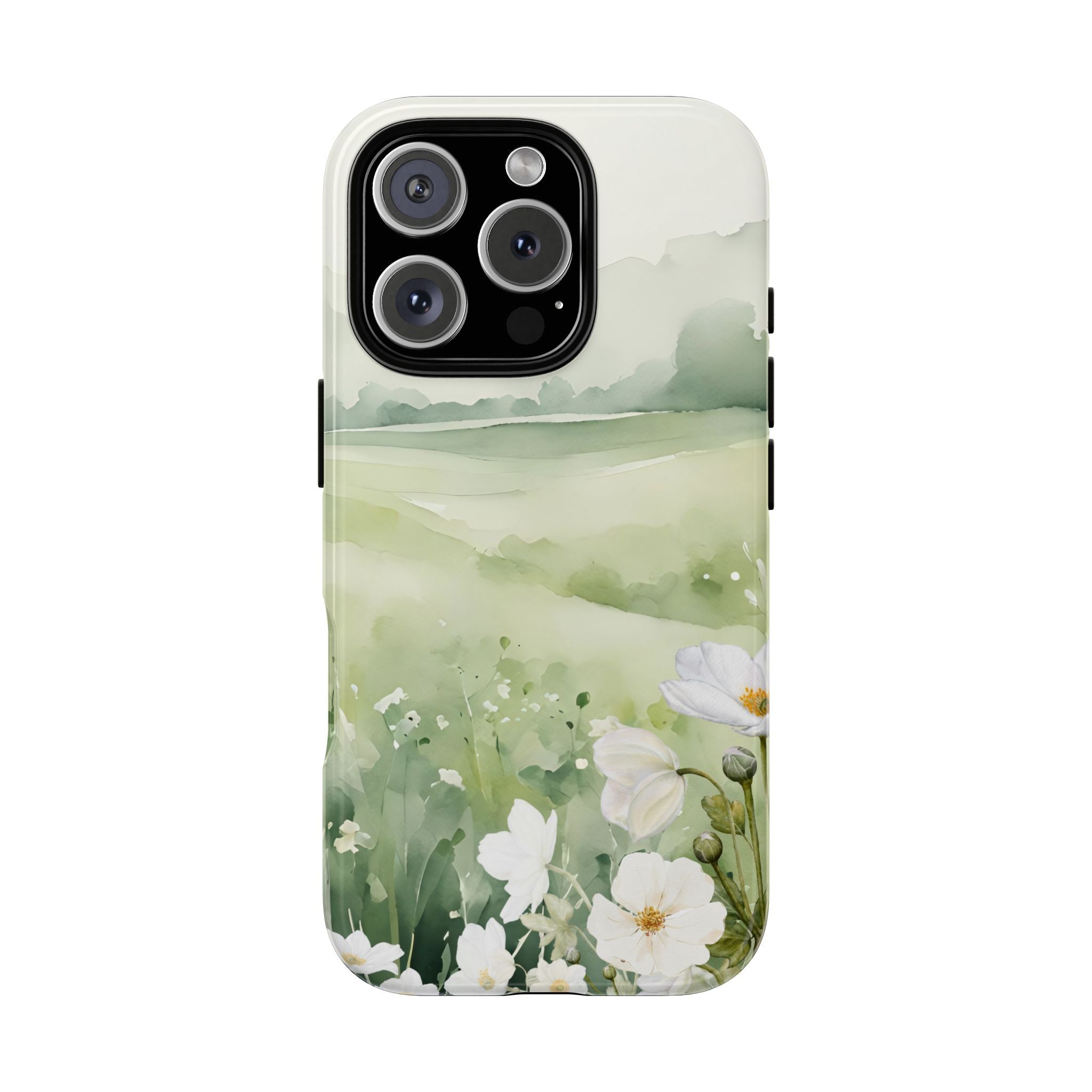 Phone Case - Soft Serene Landscape with White Flowers
