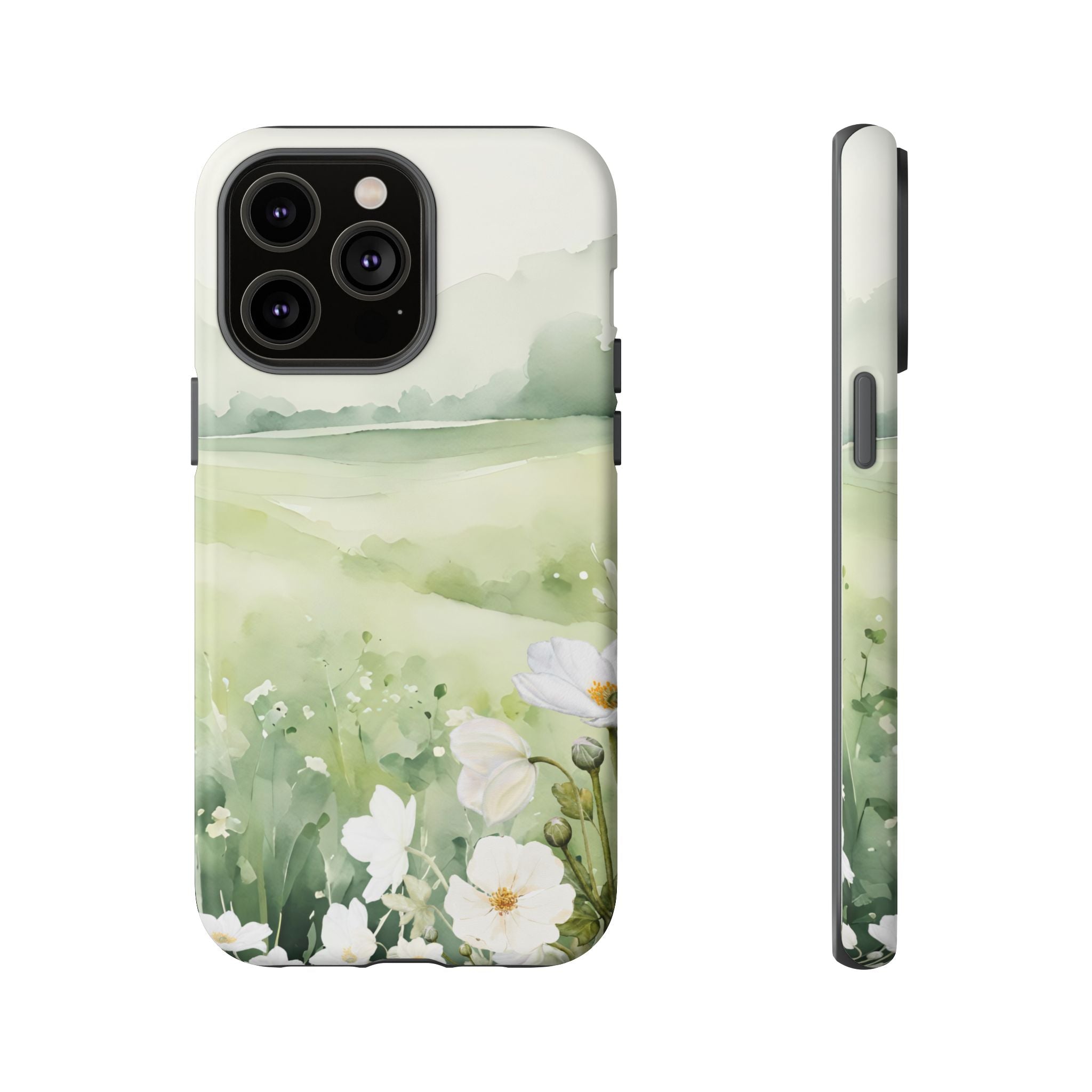 Phone Case - Soft Serene Landscape with White Flowers
