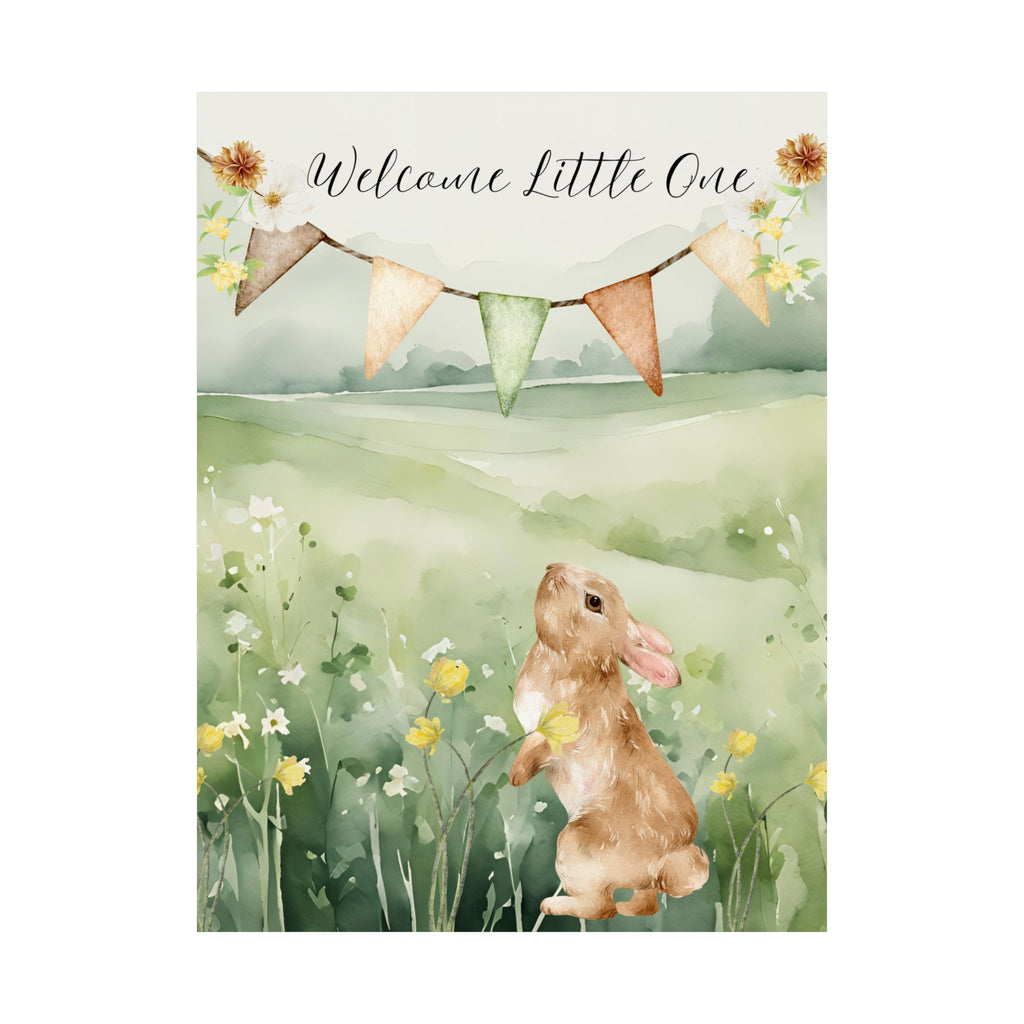 Vertical Poster - Sweet Bunny Watercolor Nursery Decor 8 x10, 11 x14, 12 x 16