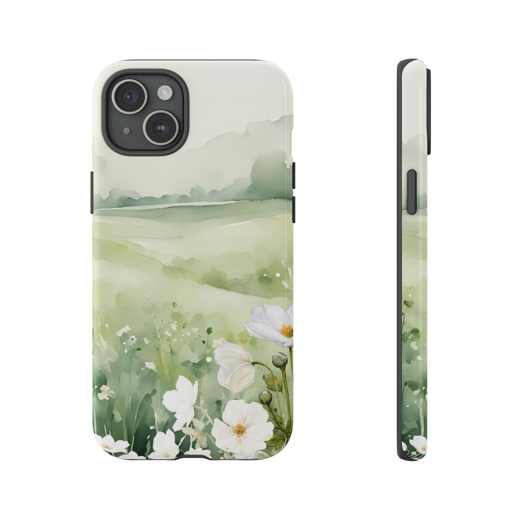 Phone Case - Soft Serene Landscape with White Flowers