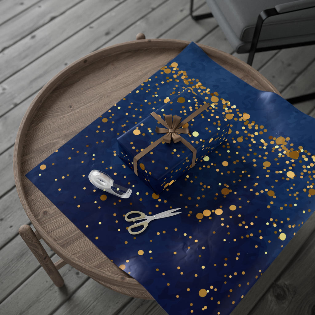 Elegant Blue and Gold Dotted Wrapping Paper Roll