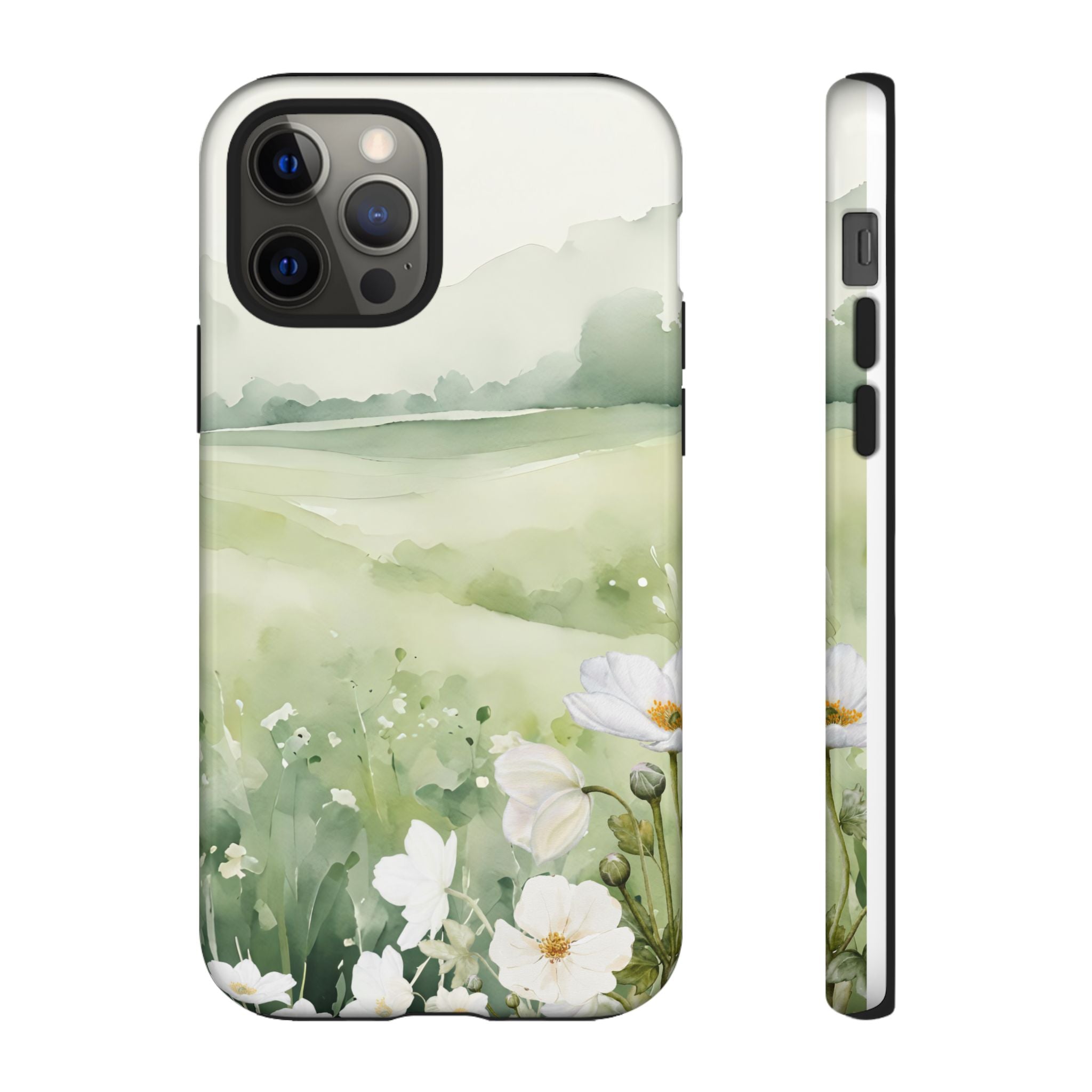 Phone Case - Soft Serene Landscape with White Flowers