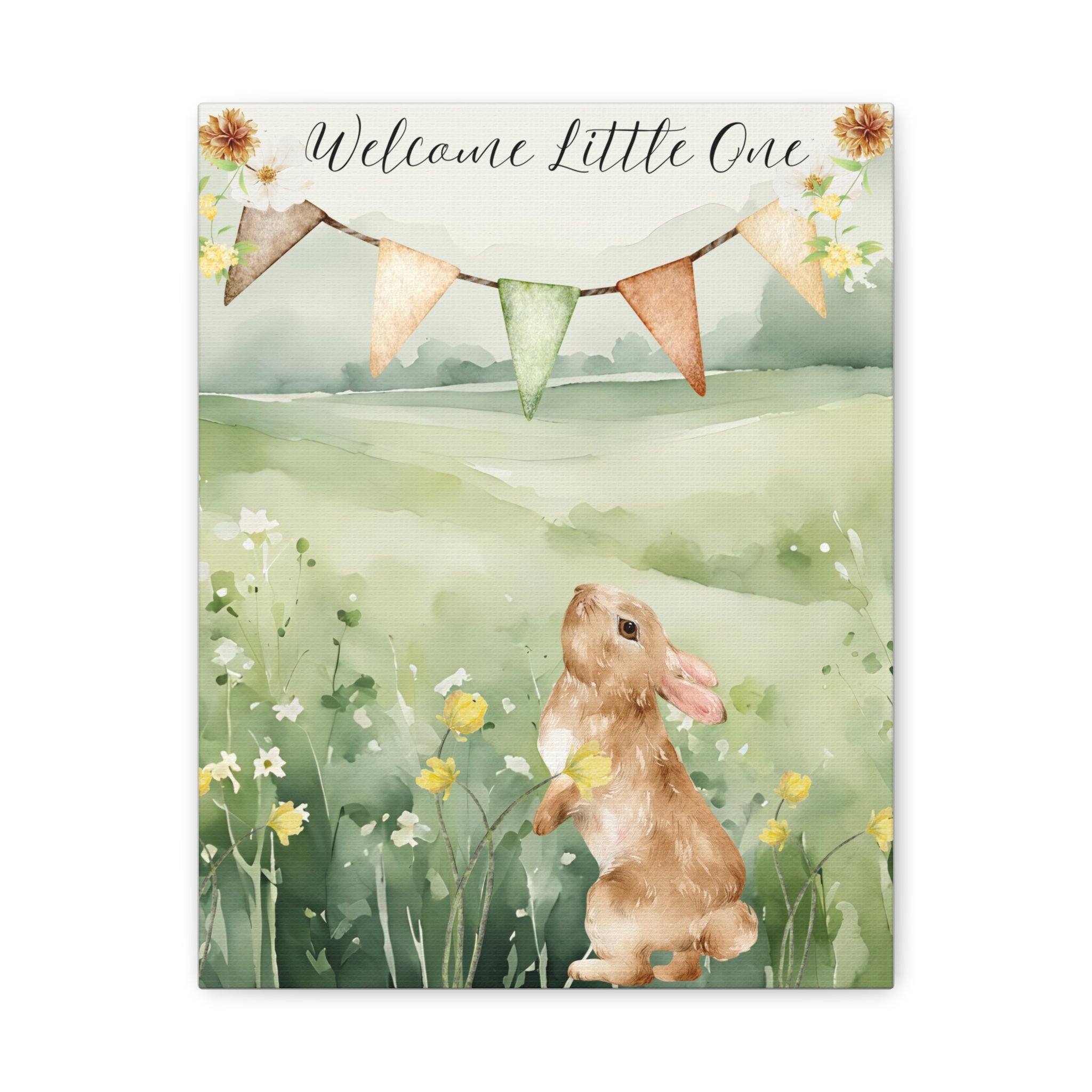 Canvas Print - Sweet Bunny Watercolor Nursery Decoration 11 x14, 12 x 16
