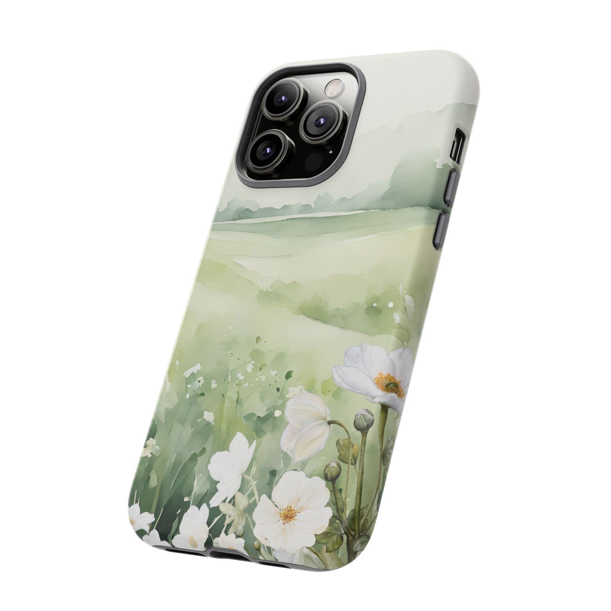 Phone Case - Soft Serene Landscape with White Flowers